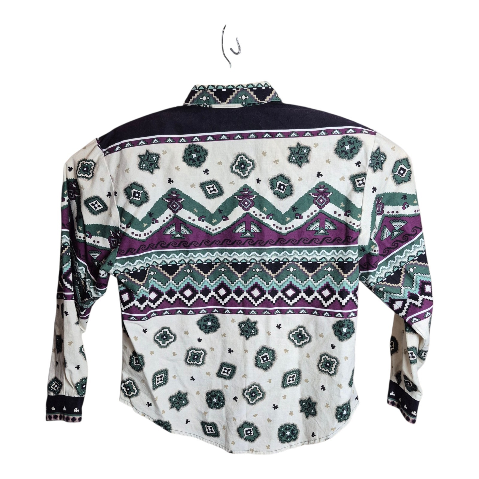 VTG Roughrider Women’s M Western Button Front Shirt Aztec Southwestern Retro 90s