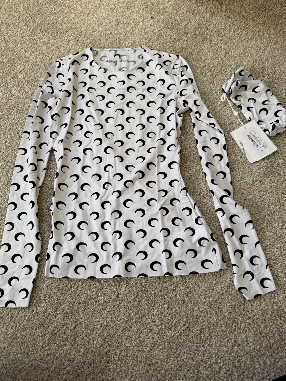 Marine Serre Moon Printed Jersey Second Skin Crewneck top – NWT XS