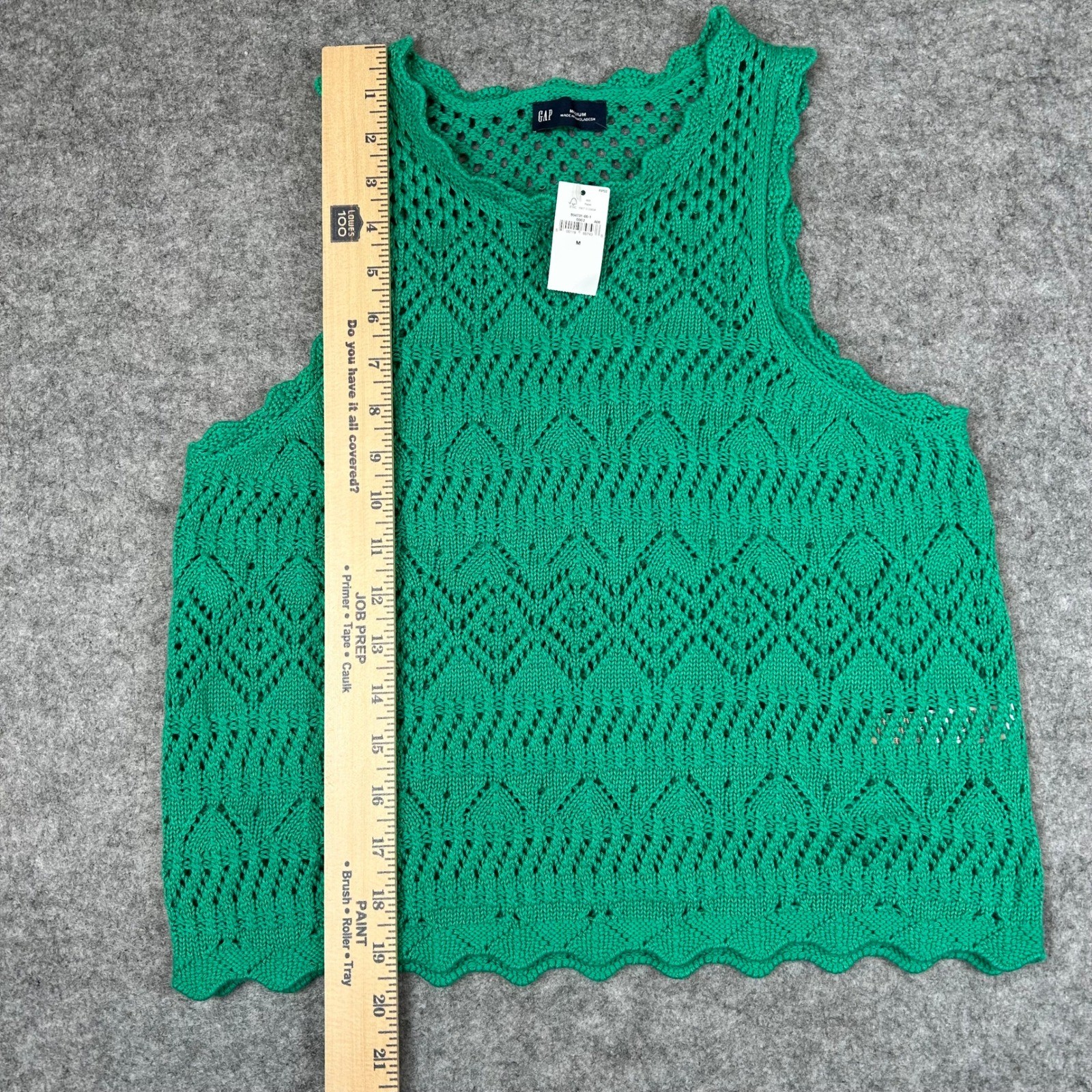 NWT Gap Crochet Knit Green Cropped Halter Tank Y2K 70s Boho Festival Medium
