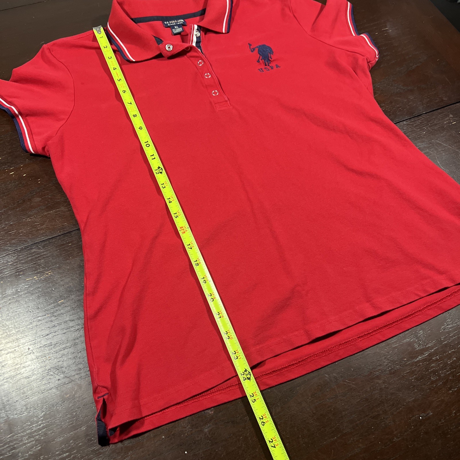 U.S. Polo Assn. Polo Shirt Women’s XL Red Snap Button USPA Logo Embroidered Polo