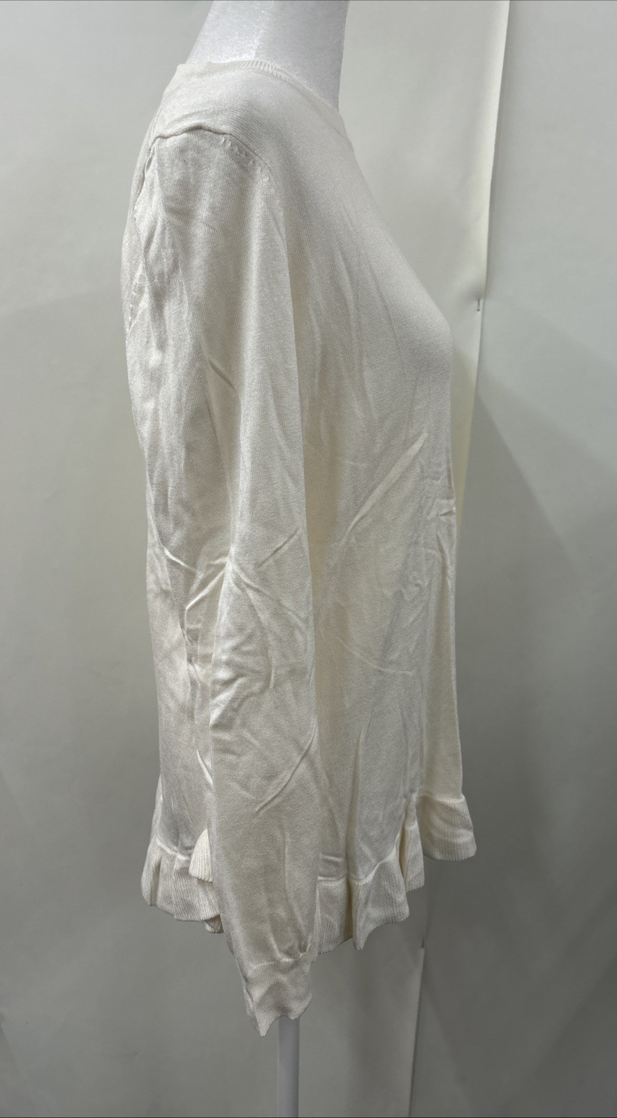 Ivanka Trump Long Sleeve Top Ruffled Ivory Size Large NWT $59