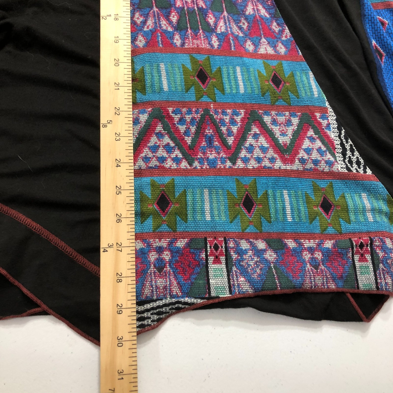 Parsley & Sage Womens Lagenlook Artsy Boho Mixed Media Patchwork Tunic Top Sz M