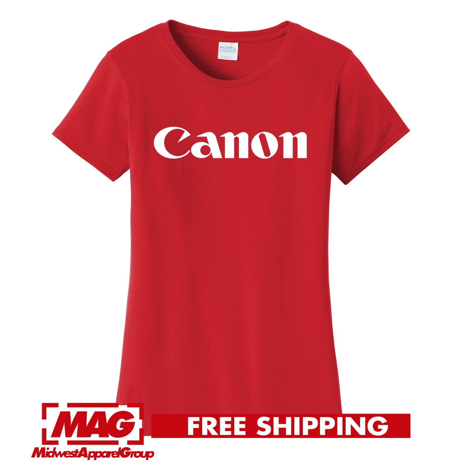 CANON PHOTOGRAPHY RED LADIES T-SHIRT Photo Camera Photographer Picture Shirt