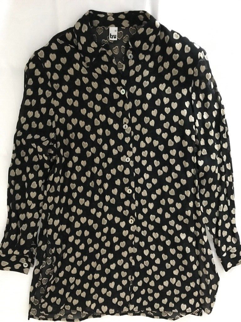 Ladies Silver / Gold Heart Covered Blouse from the USA .