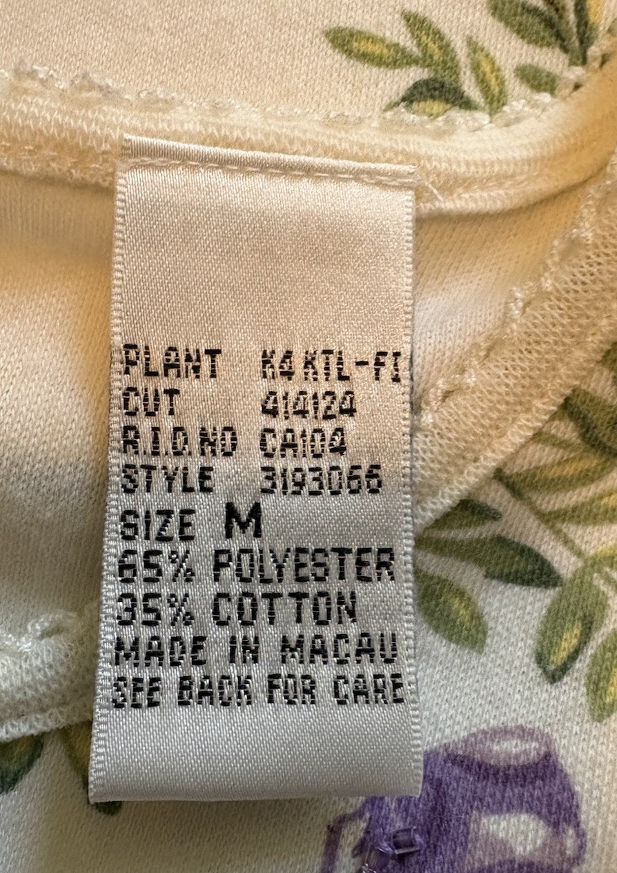 DRAPER’S & DAMON’S Petite Short Sleeve T Shirt White Purple Floral Beading PM