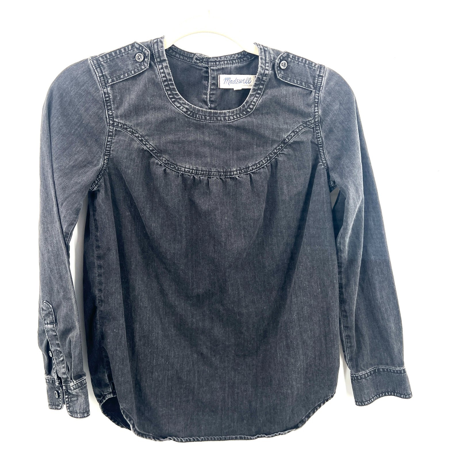 Madewell black denim long sleeve classic modern boho casual top pirate XXS