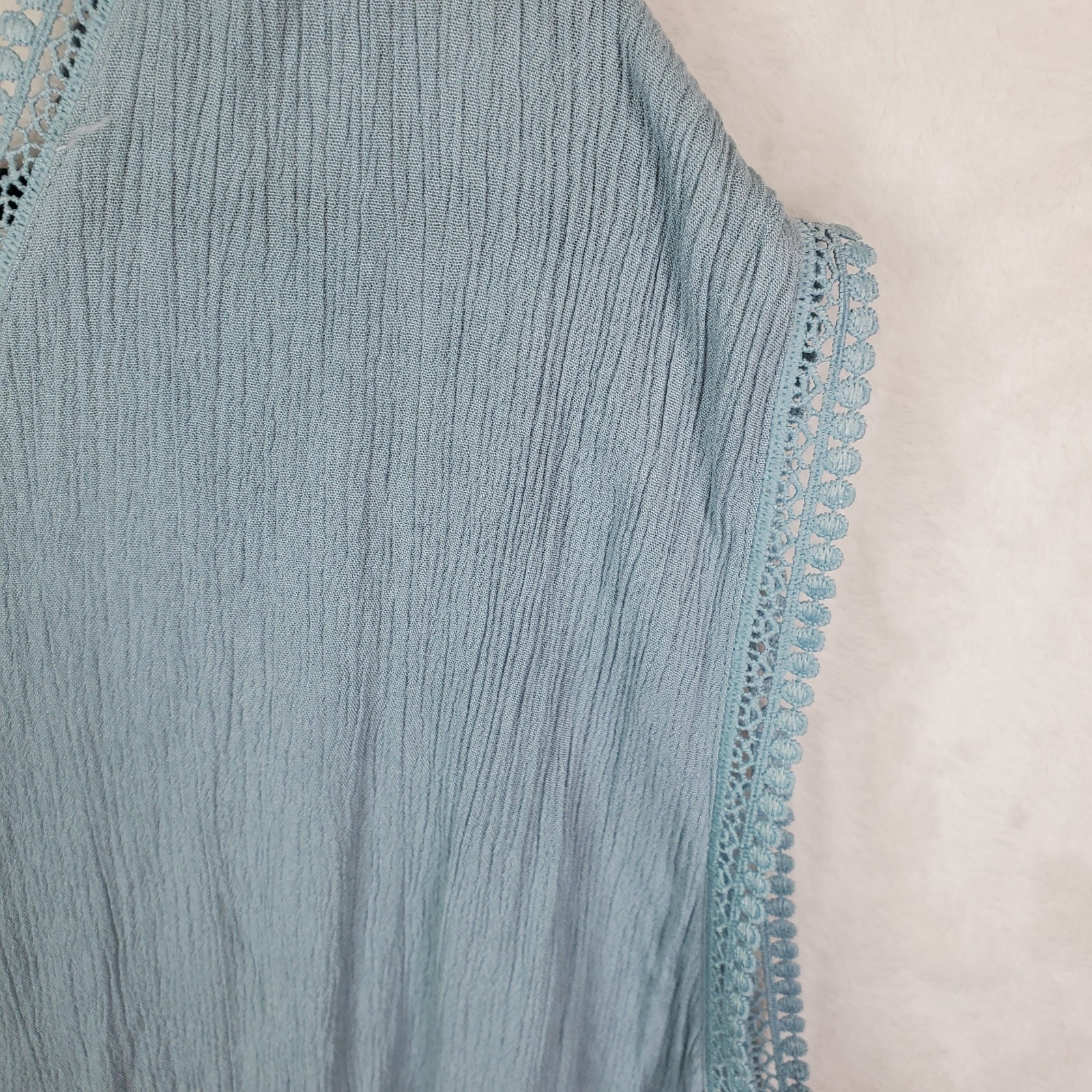 Robert Louis Plus Size Babydoll Oversized Cap Sleeve Top Crochet Lace Trim Sz 3X