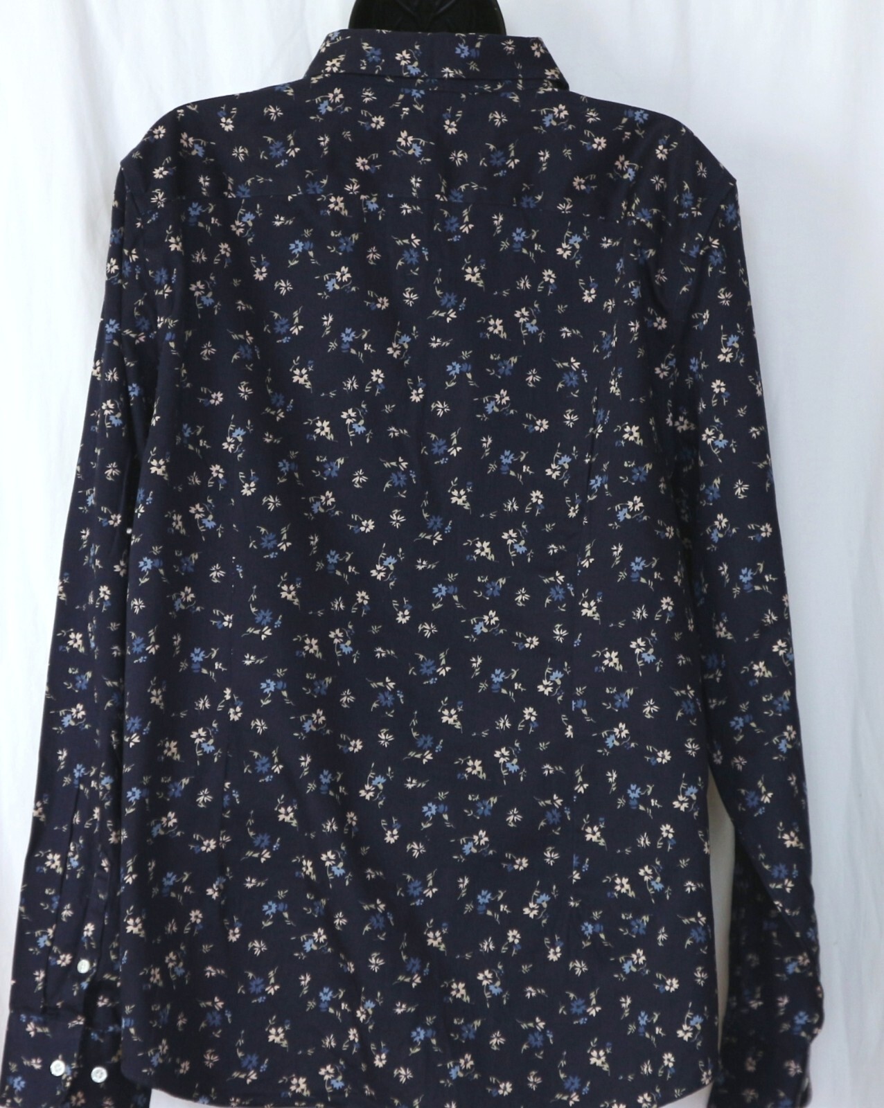 CHAPS No Iron Navy Floral Cotton Blse 48 In Chest 28 In Long Sz XXL EXC