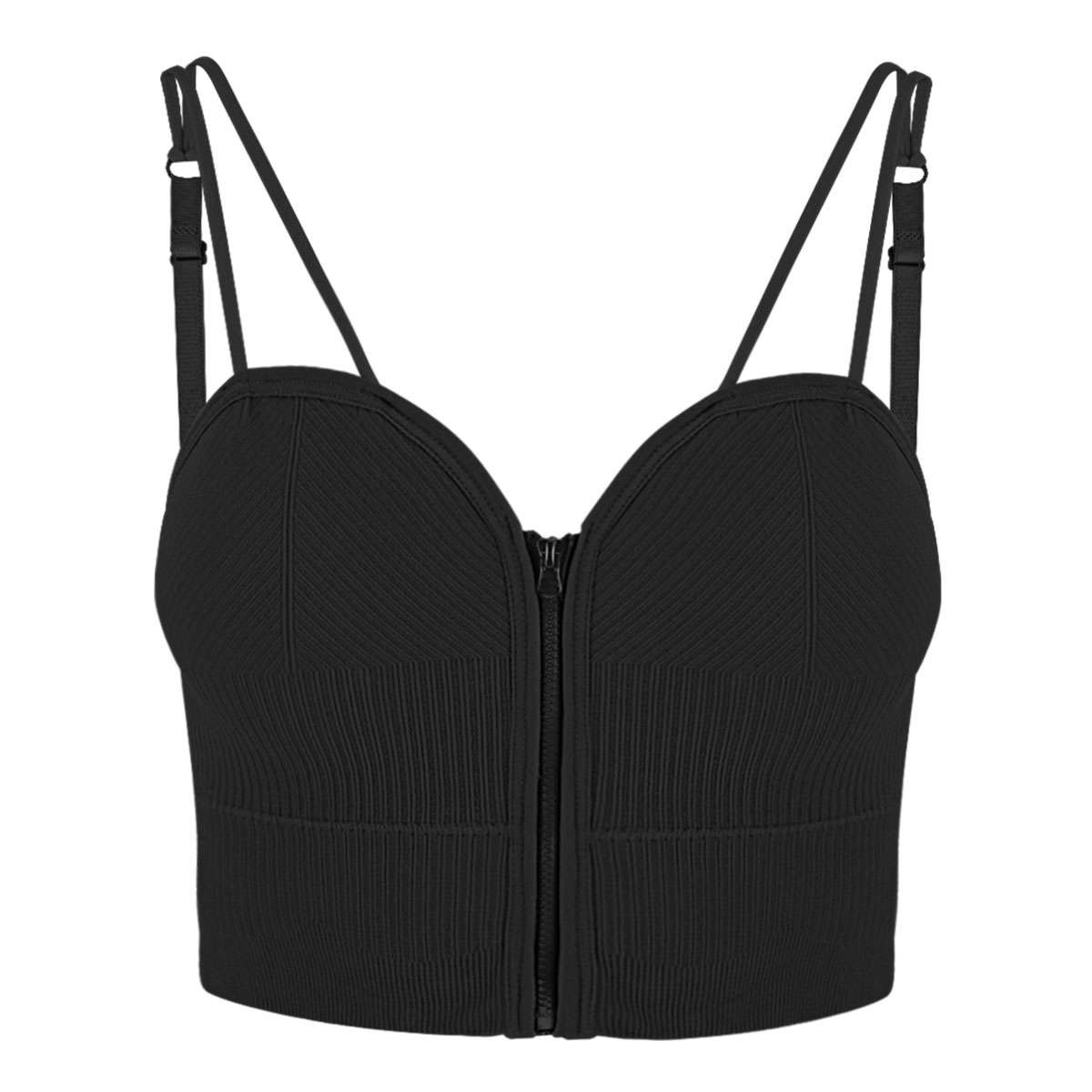 Women Sexy Lingerie Zipper Camisole Bralette Bra Crop Top Cami Padded Tank NEW