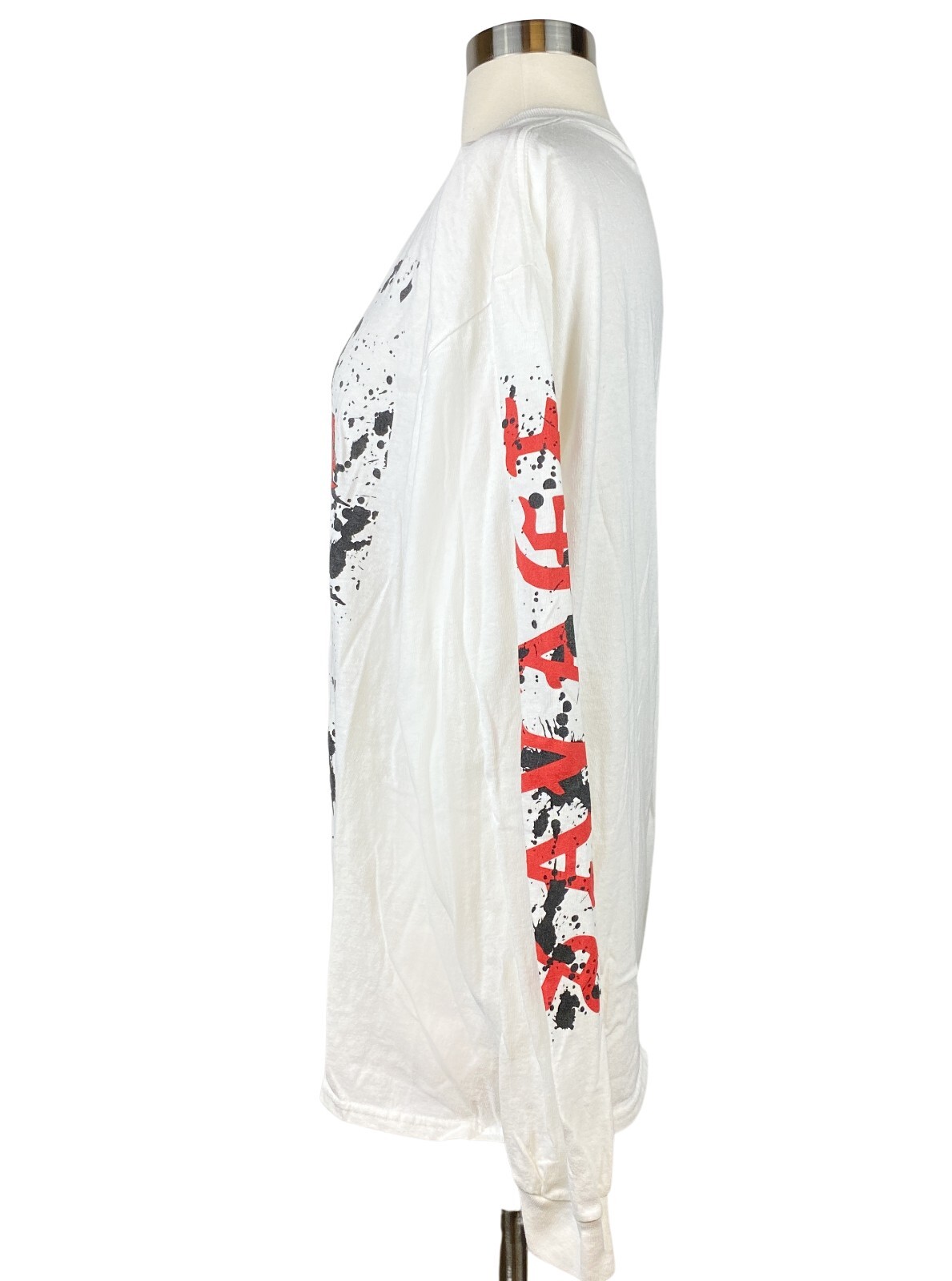 POPULAR POISON SAVAGE women’s white with Red Rose and Black splatter Size Large