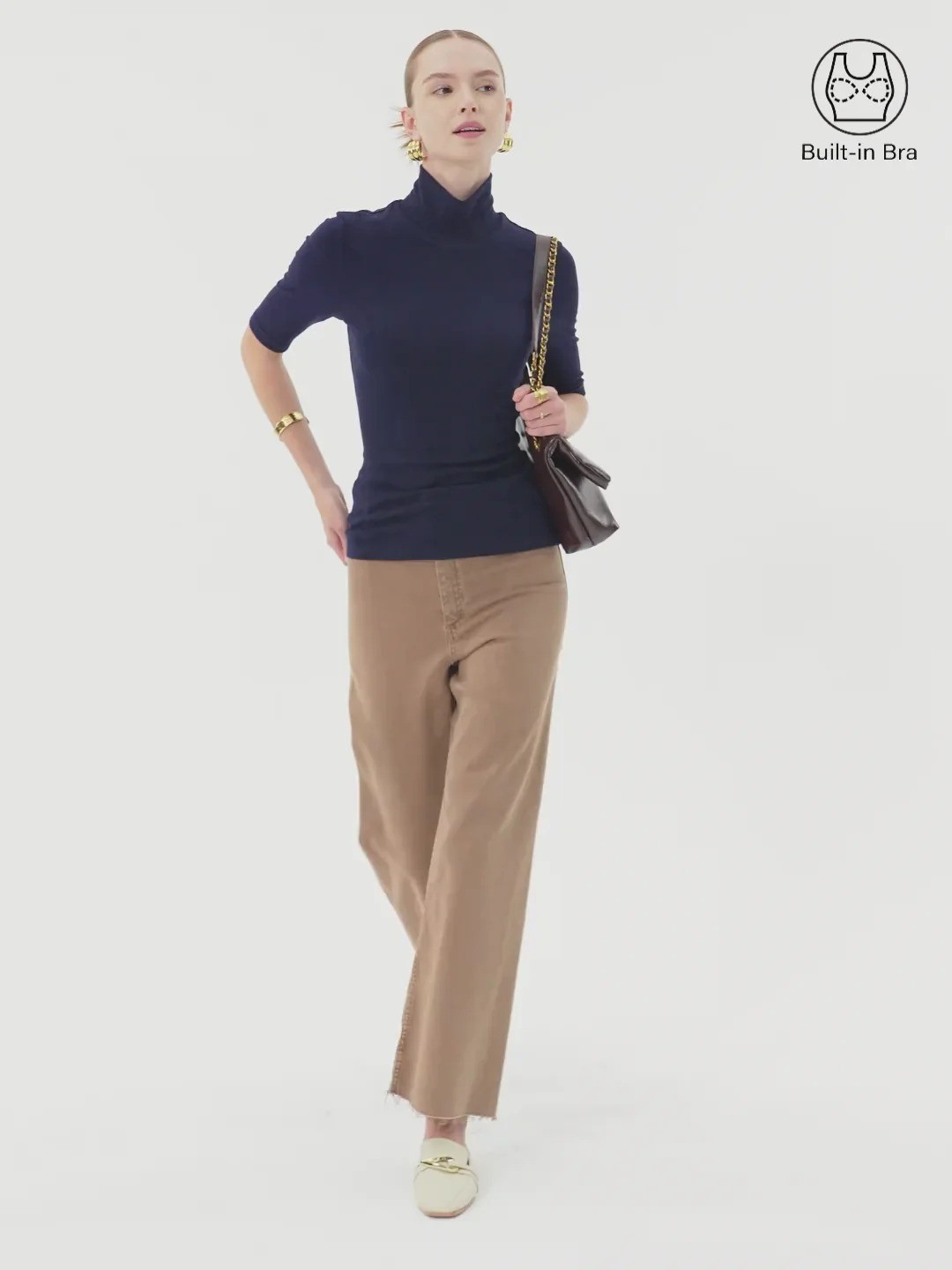 OGL Essential Turtleneck Elbow Length Sleeve Brami New – Espresso