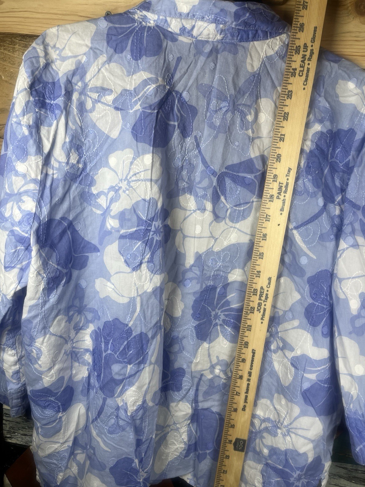 Alfred Dunner Women’s Button-Up Top 20 Blue White Floral Collared 3/4 Sleeve