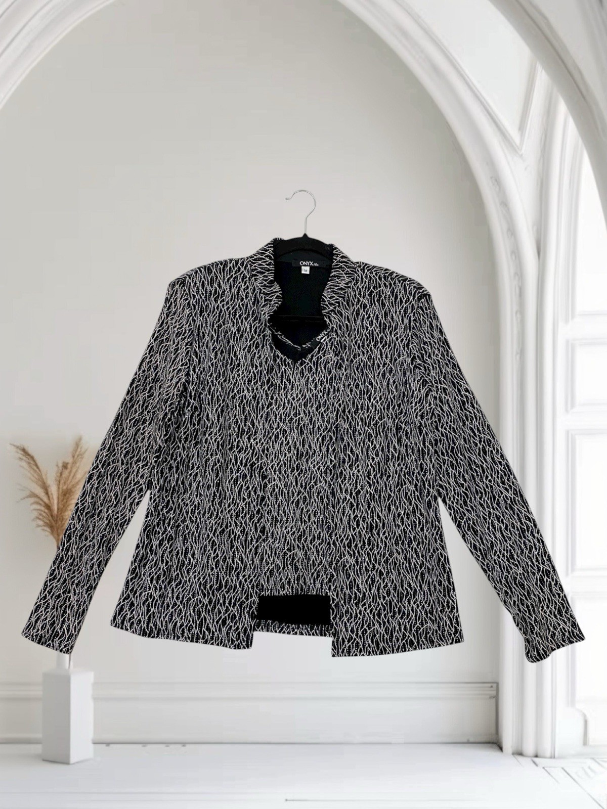 Onyx Nite Womens Black Sparkly Jacket & Cami Tank Twin Set Size Medium NWT $69