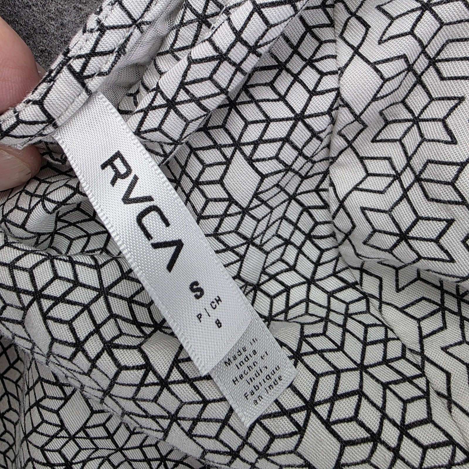 RVCA Tank Top Womens Small Black White Geometric Print Strappy Lattice WDD101MAR