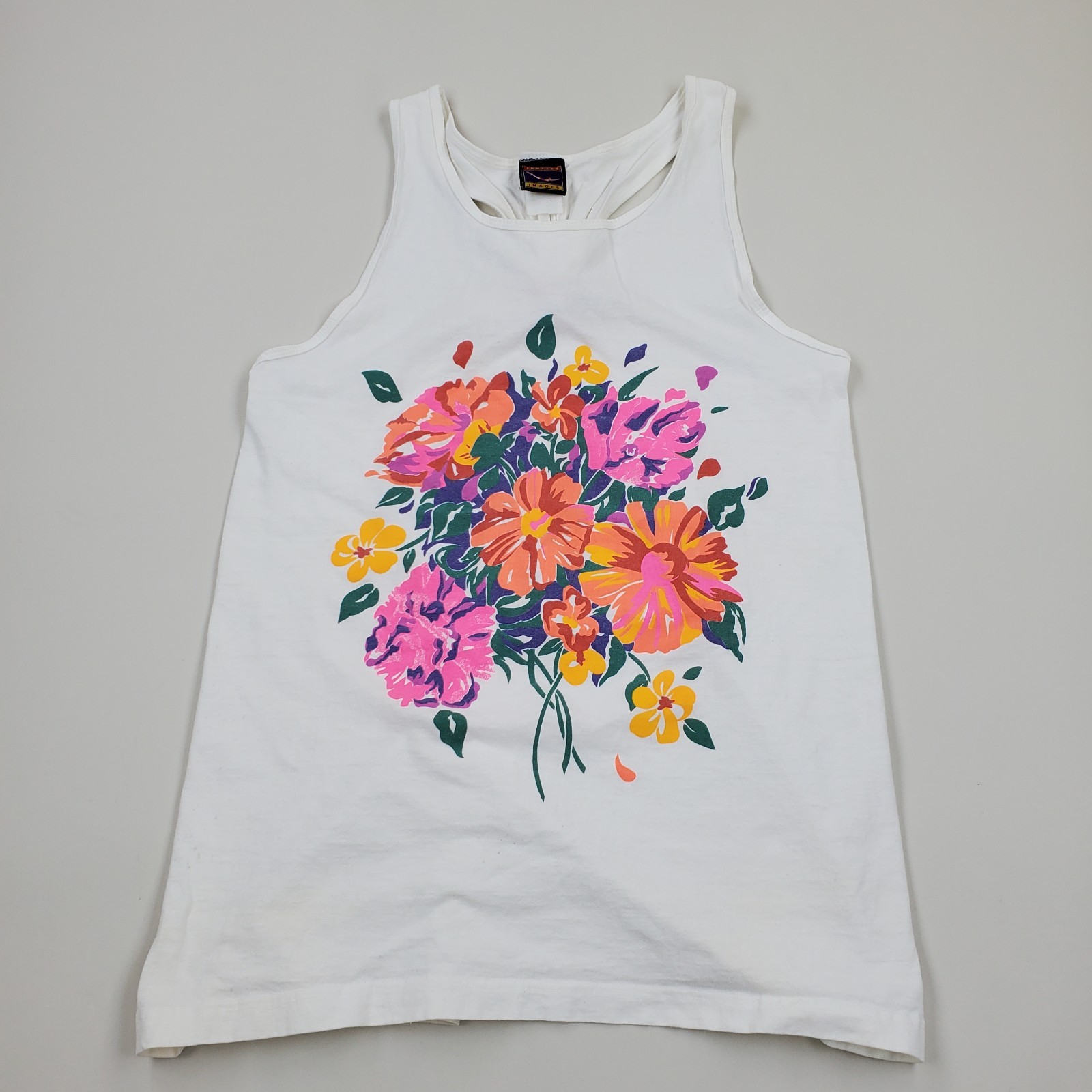 Vtg 80s Jantzen Electric Beach Tank Top Womens Large Neon Saved By The Bell