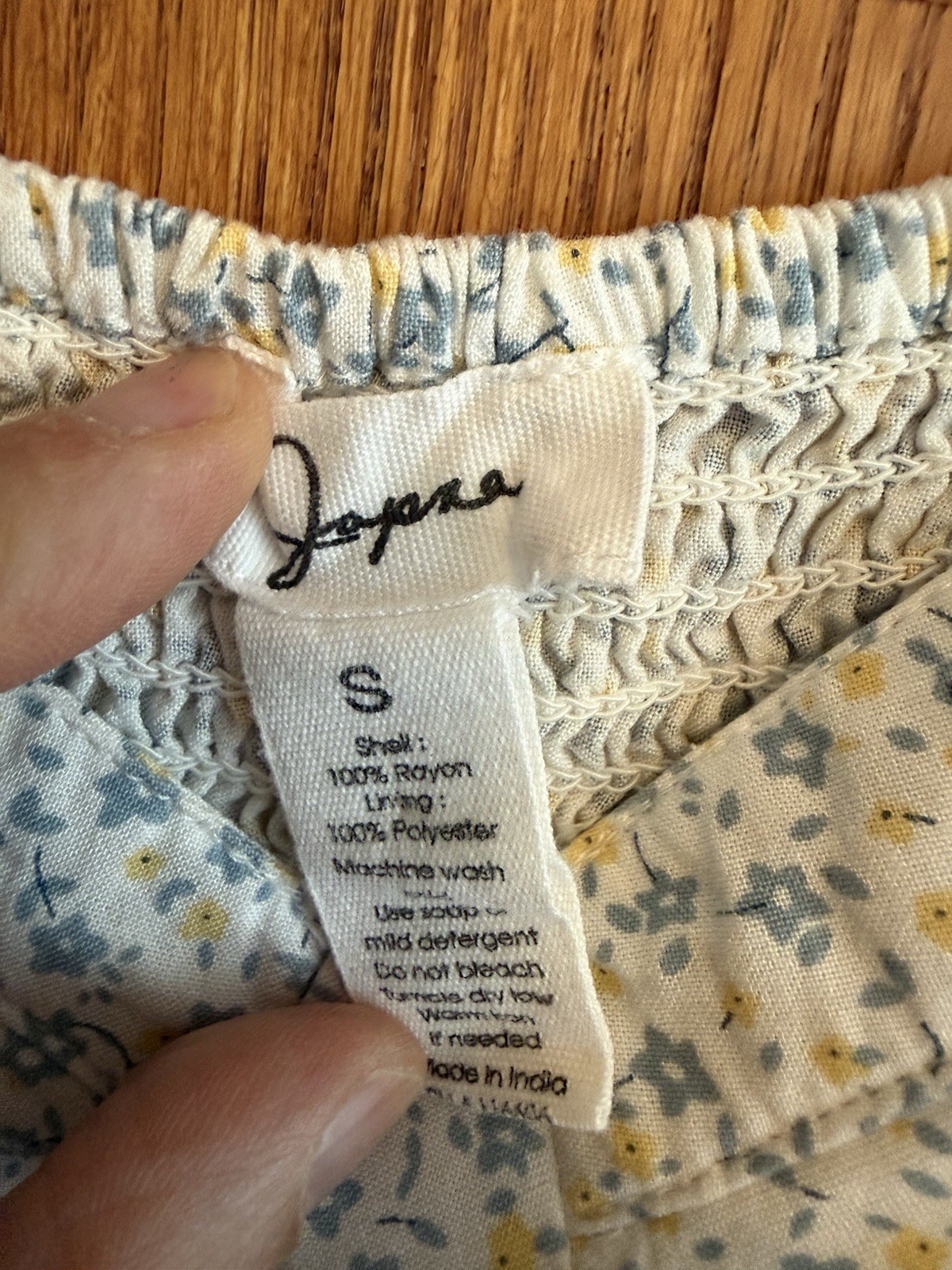 Japna Blue Yellow Daisy Floral Smocked Crop Top Size Small