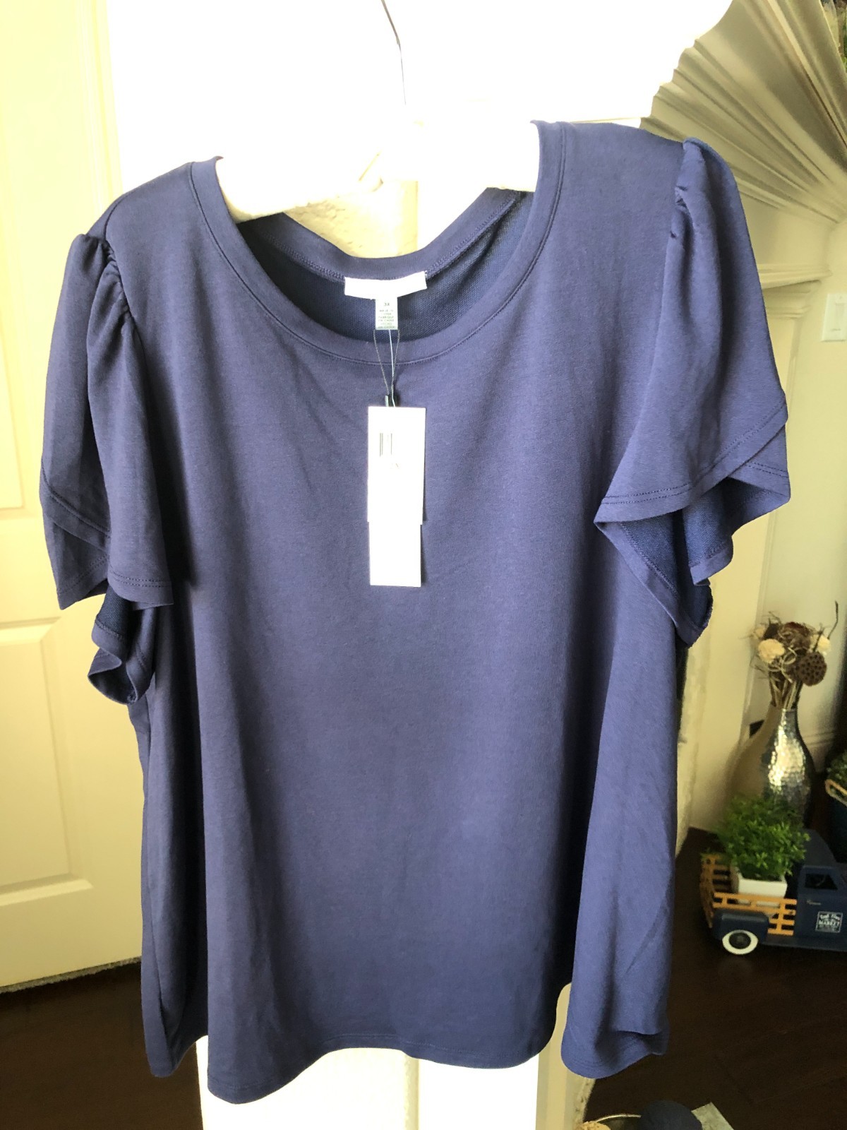 NWT Cable & Gauge Navy Blue Short Sleeve Top – Size 3X – $58 New