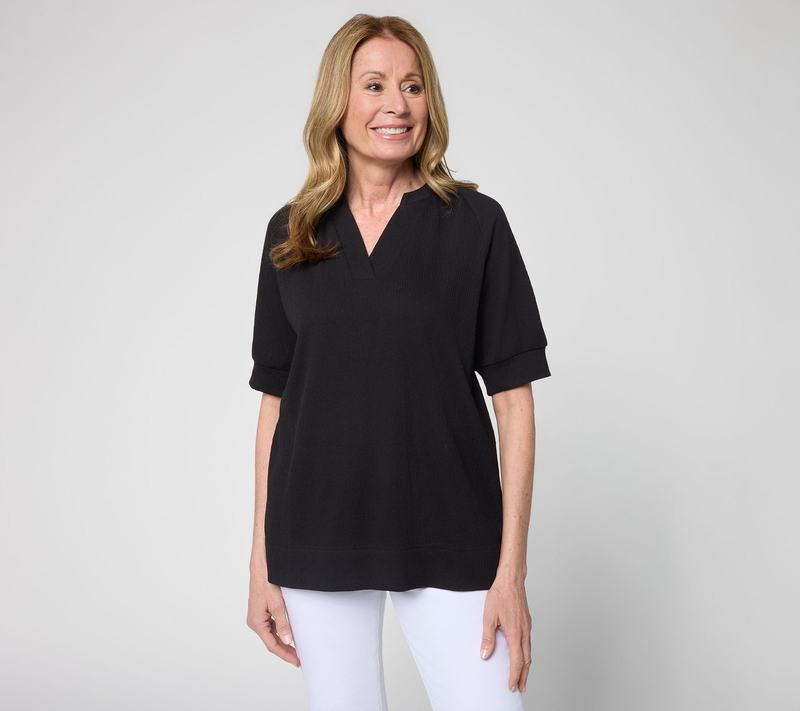 Belle by Kim Gravel Packabelle Slay the Vacay Elbow Top Black XL New