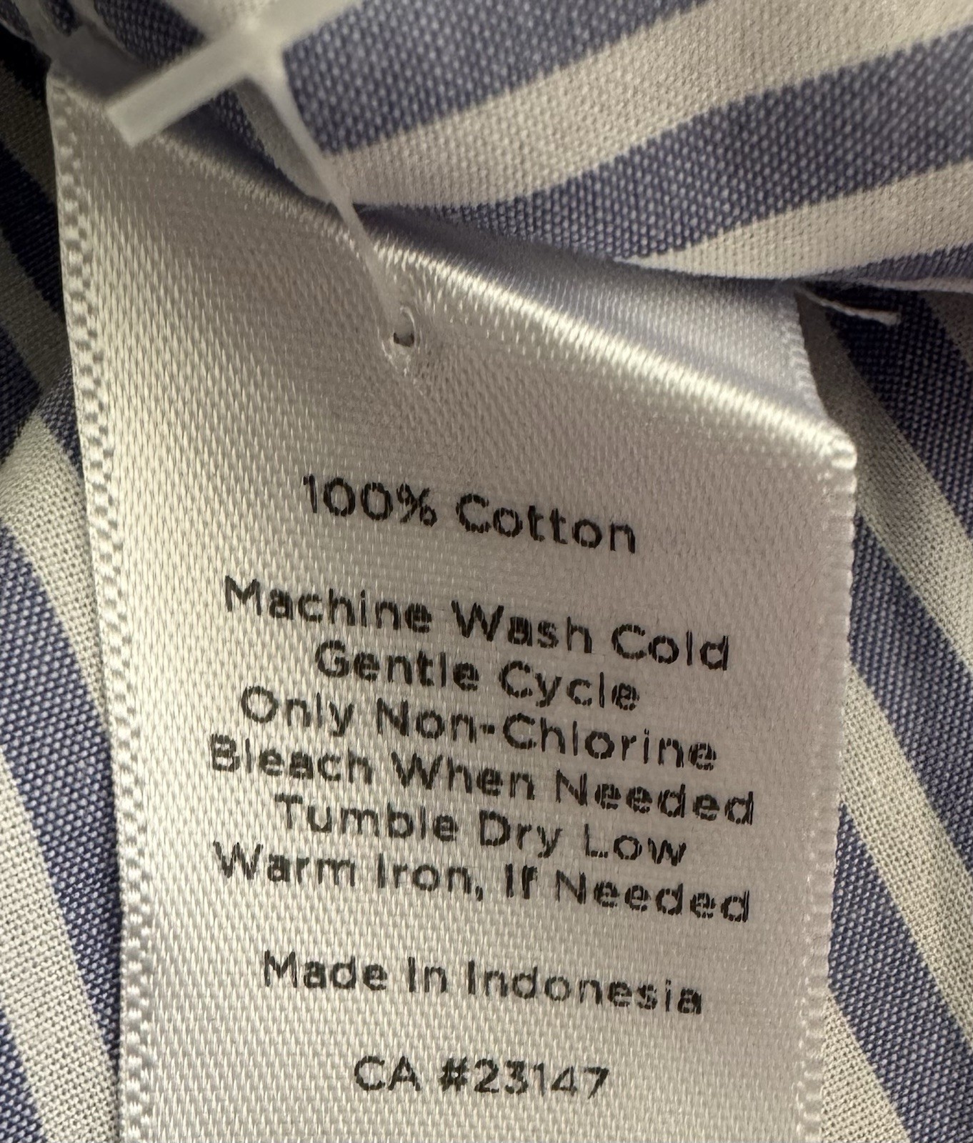 TALBOTS Blue & White Striped Coastal COTTON POPOVER Roll Tab Sleeves (L) NWOT