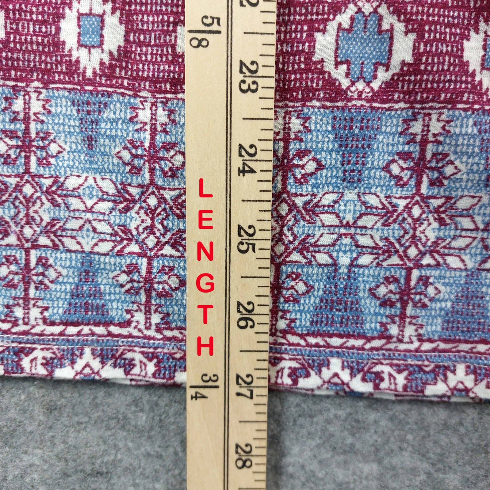 Lucky Brand Boho Peasant Top Womens Medium Tribal Print Tassel Tie Short Sleeve