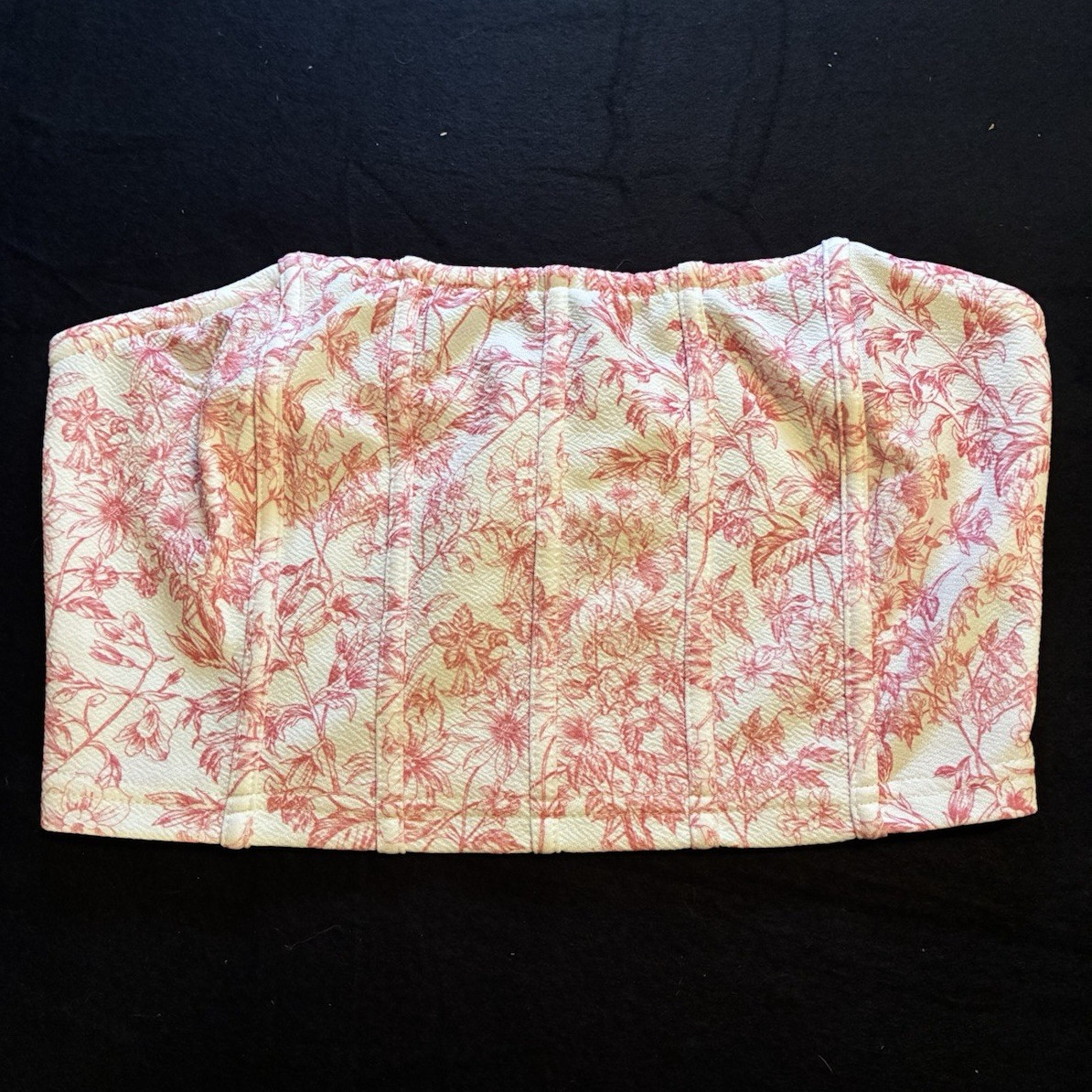 SHEIN Women’s Strapless Bandeau Tube Tank Top Floral Cream/Pink Size S