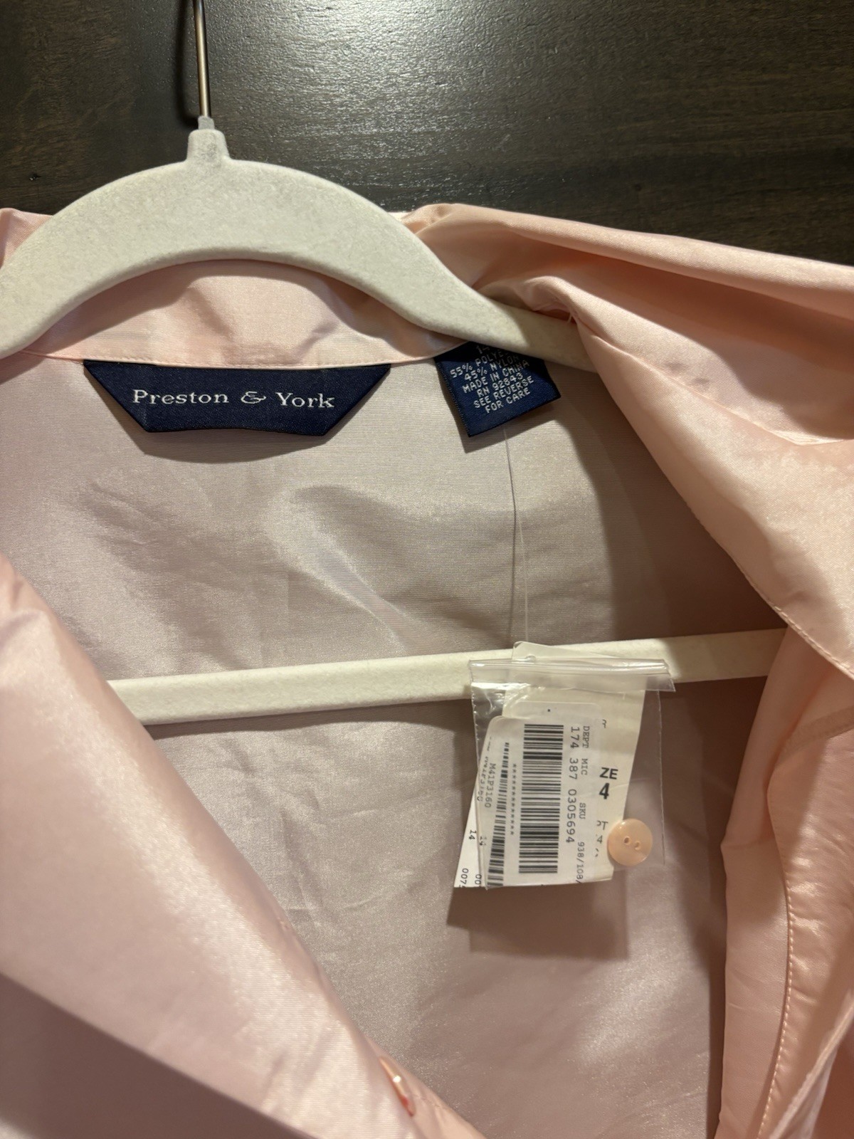 Preston & York Top Women’s 14 Pink Long Sleeve Front Tie Polyester/Nylon Blend