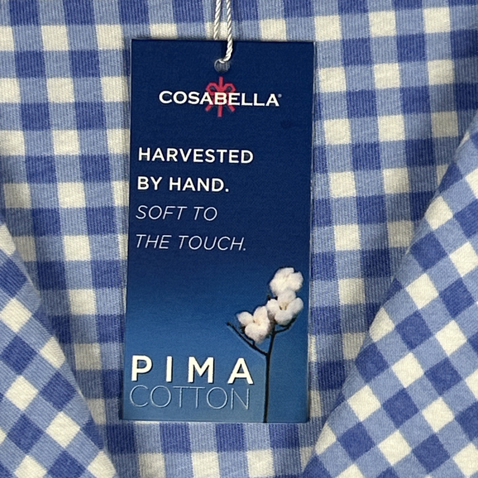 Cosabella Sleep Coverup Check Women’s 2XL Button Up 40” Long Blue White