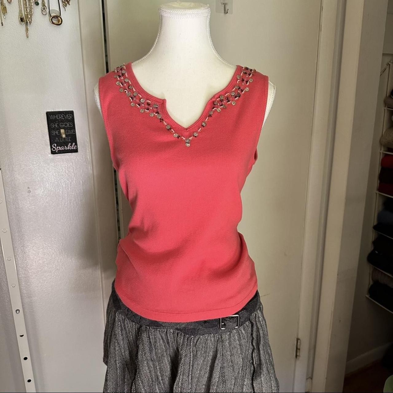 Pink beaded tank top