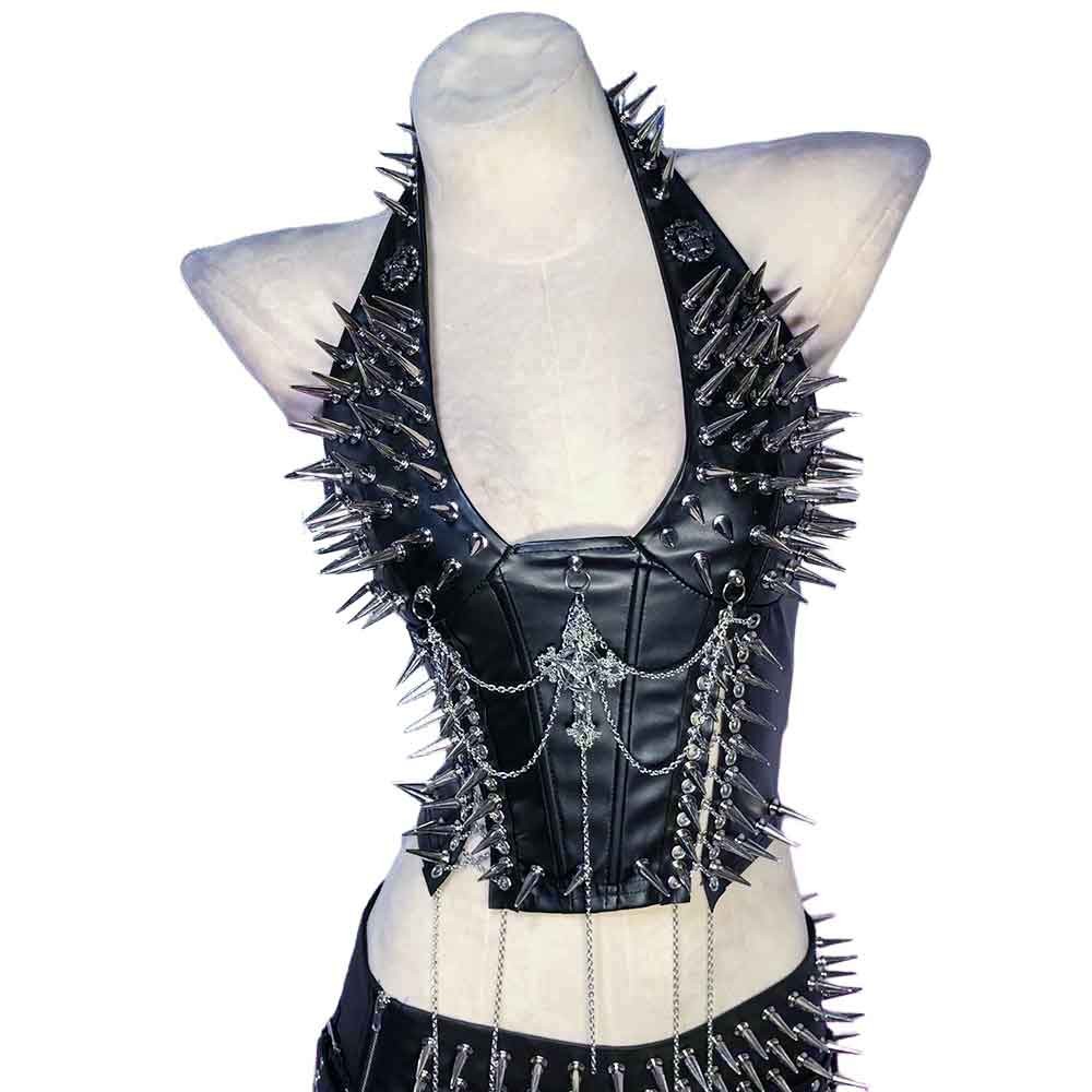 Goth Tops Spiked Gothic Tank Y2K Emo Clothing Punk Rock Clothes Vkei Grunge Q2