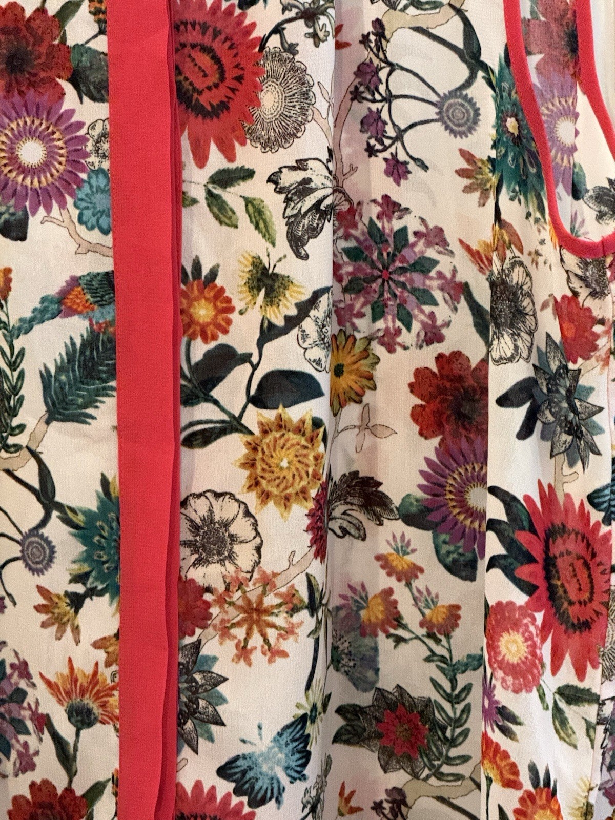 Nicole Miller Floral Sheer Garden Summer Button Sleeveless Blouse Size Large