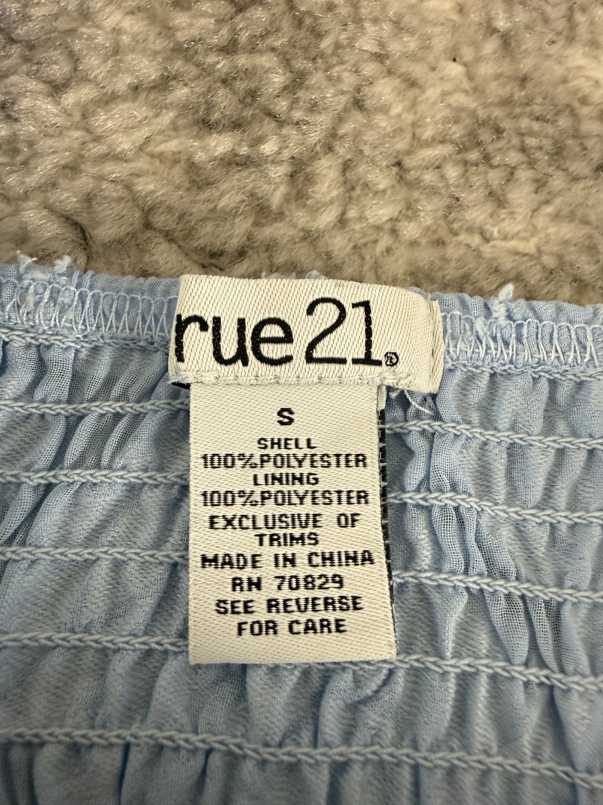 Rue21 Sz S Cottagecore Boho Coquette Regencycore Top Blue Peplum Smocked Floral