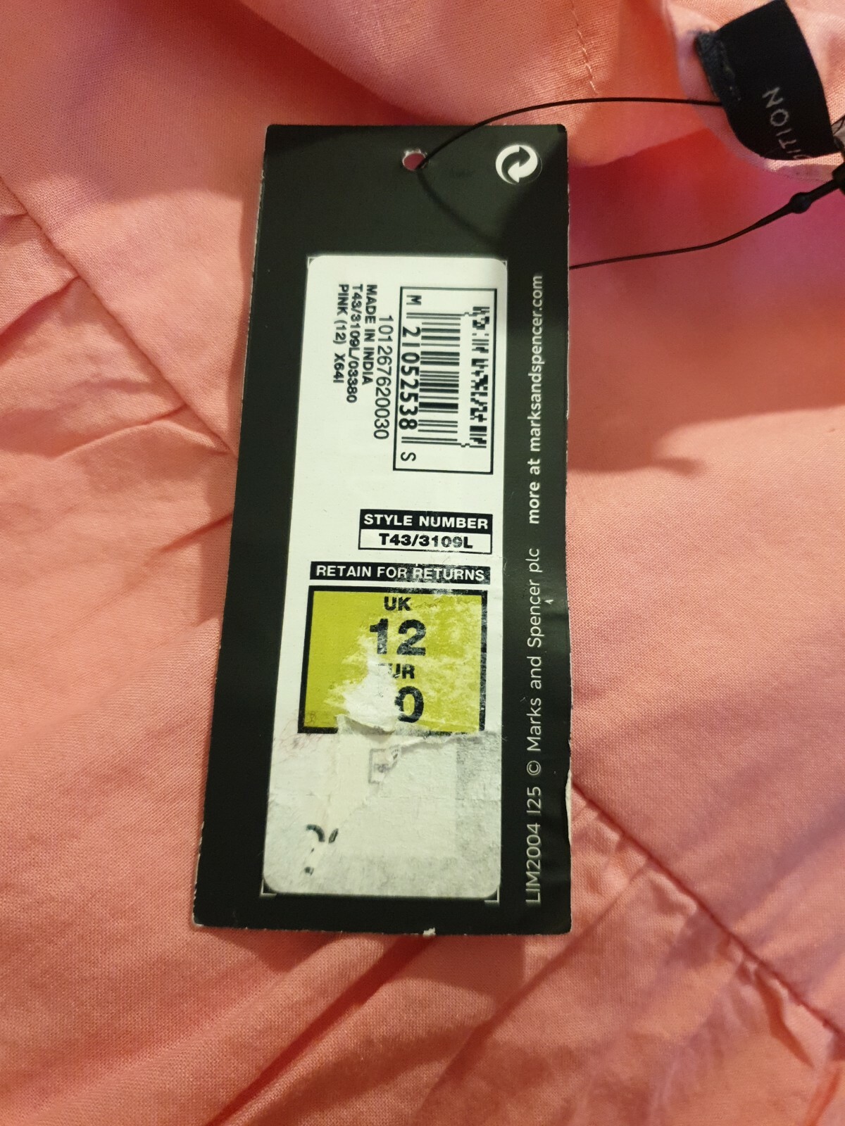 pink top from M&S size 12 (RRP £29.50)