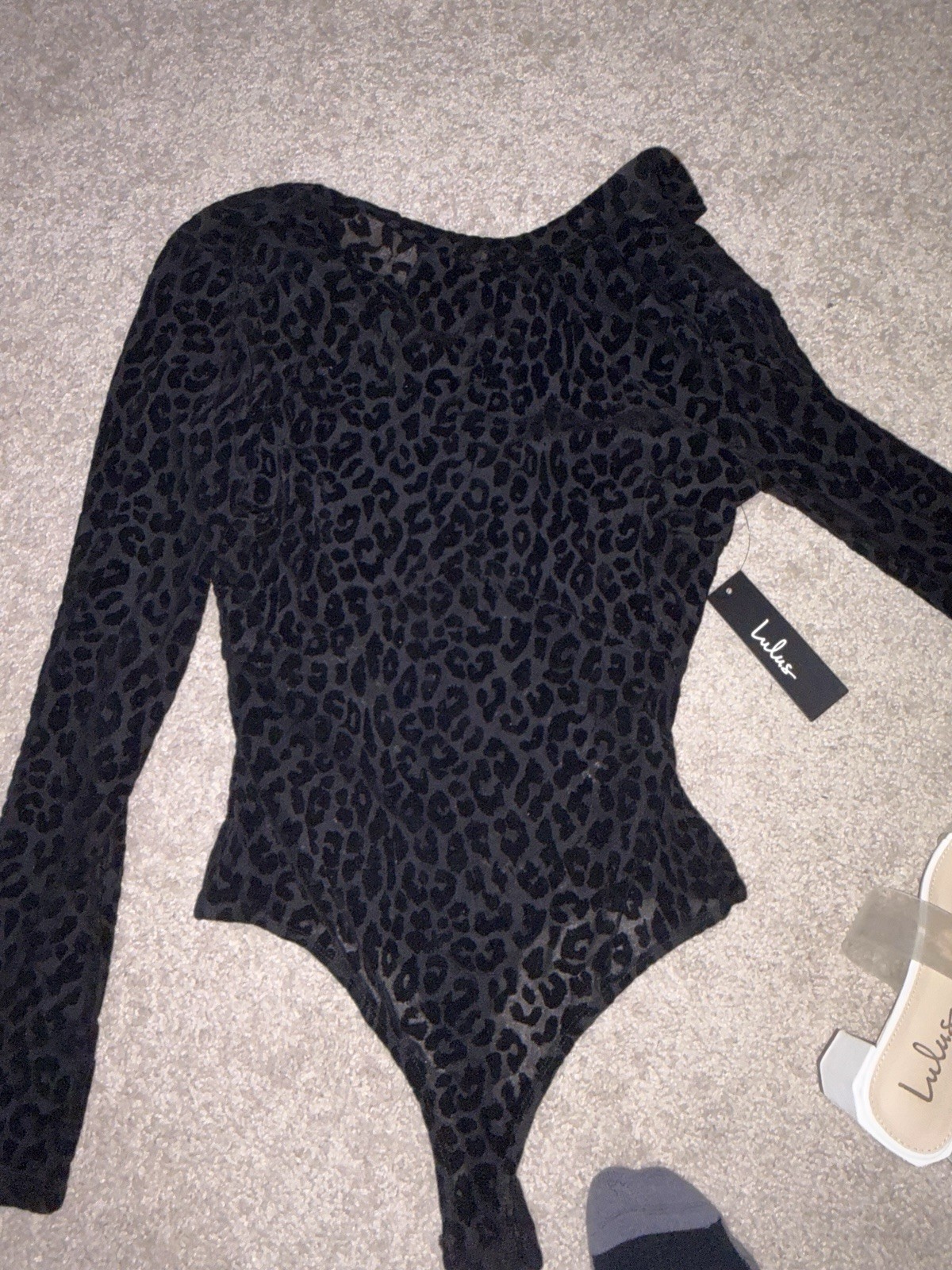 Lulus Women’s Medium Black Leopard Bodysuit NWT