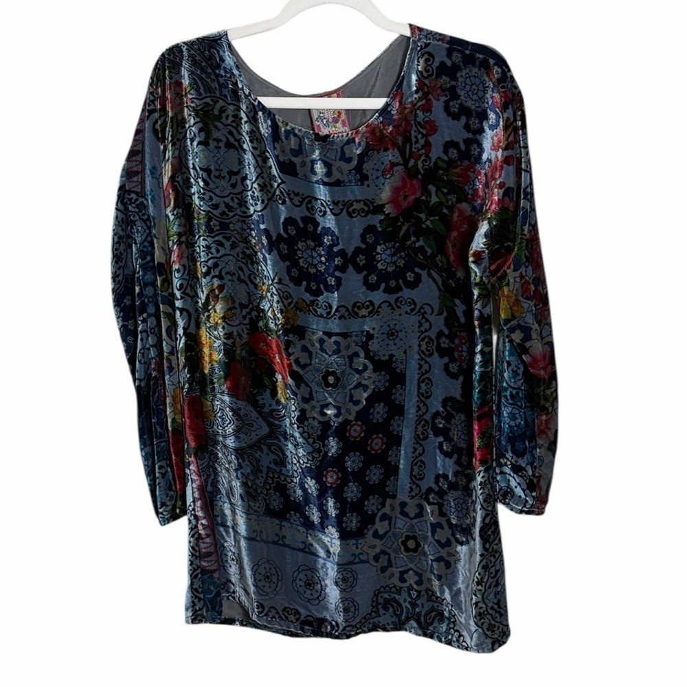 Johnny Was Silk Blend Velvet Tunic Size Small