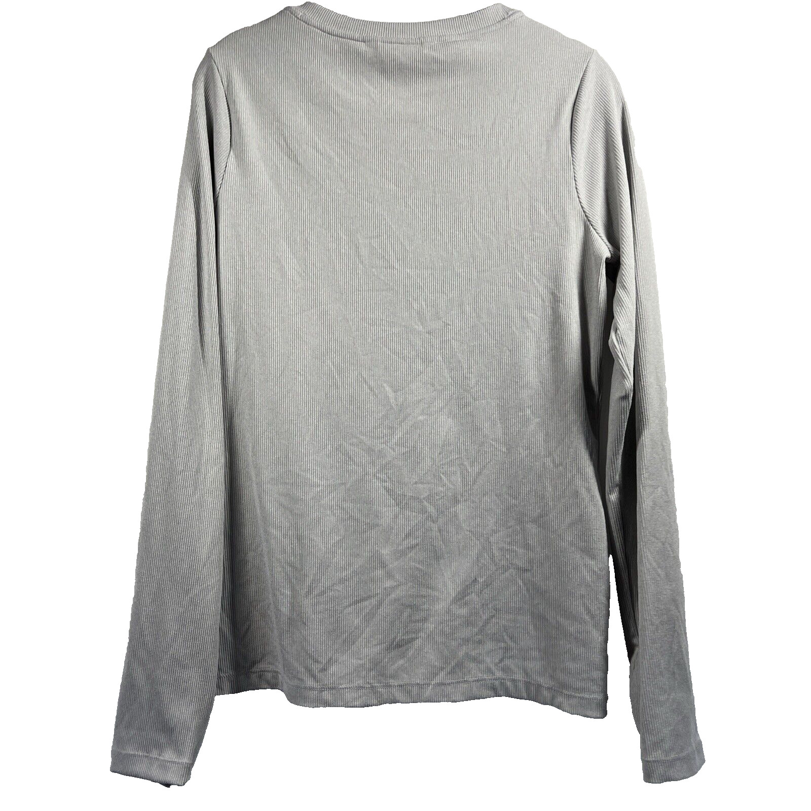 ATHLETA Women’s Top Size Medium Solid Gray Ribbed Long Sleeve Thumb Holes V Neck
