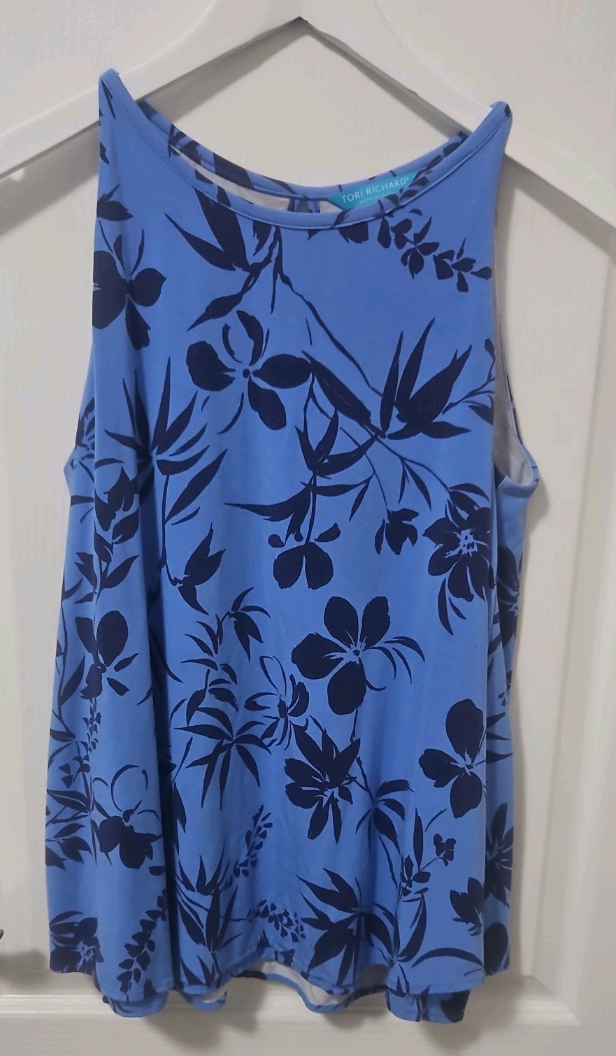 Women’s Tori Richard Honolulu Layered Sleeveless Top Small blue floral