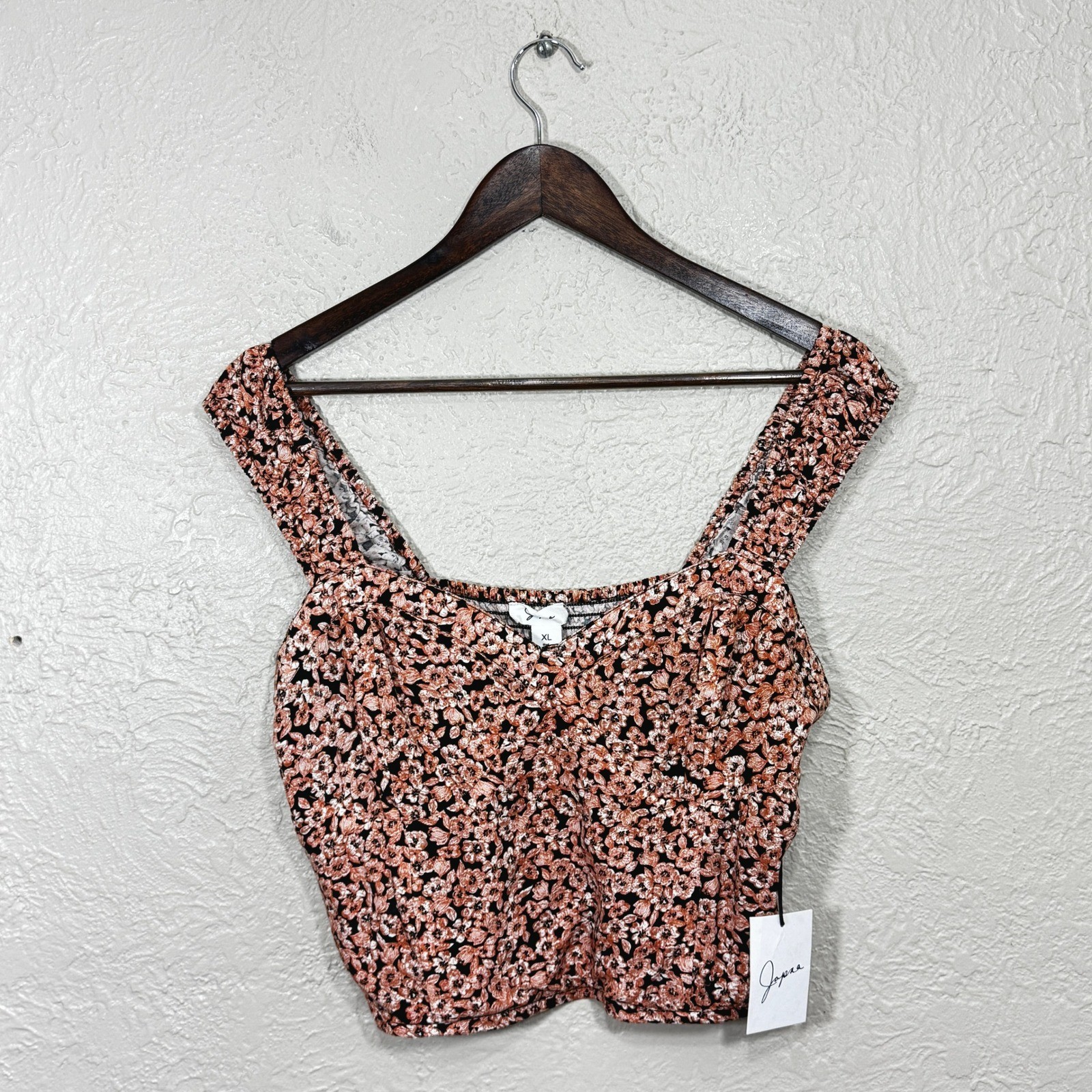 Japna Crop Top XL Ditsy Floral Sweetheart Smocked Cottage Festival Western New