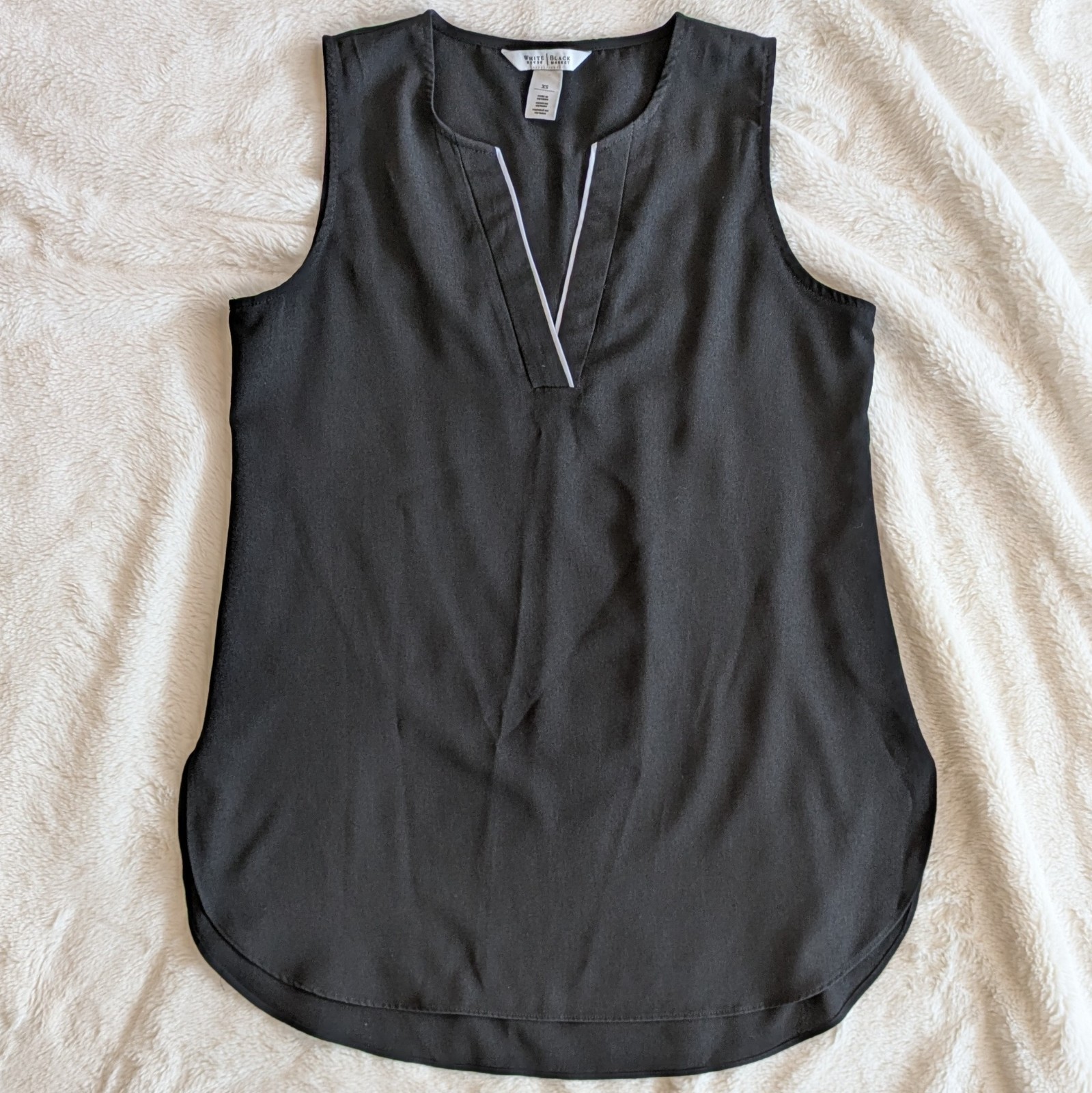 White House Black Market Outlet ⚫ Black Sleeveless High-Low Tunic Top Size XS
