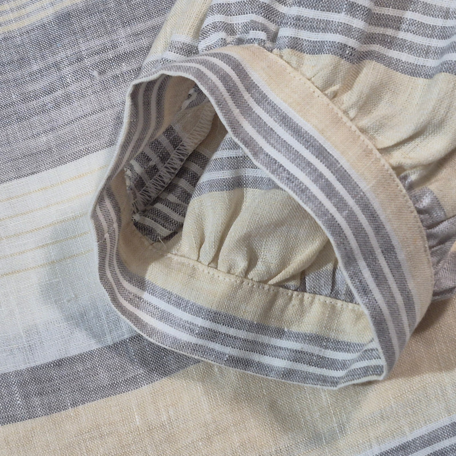 Lafayette 148 New York Harper Linen Striped Top with Metallic Accent MEDIUM