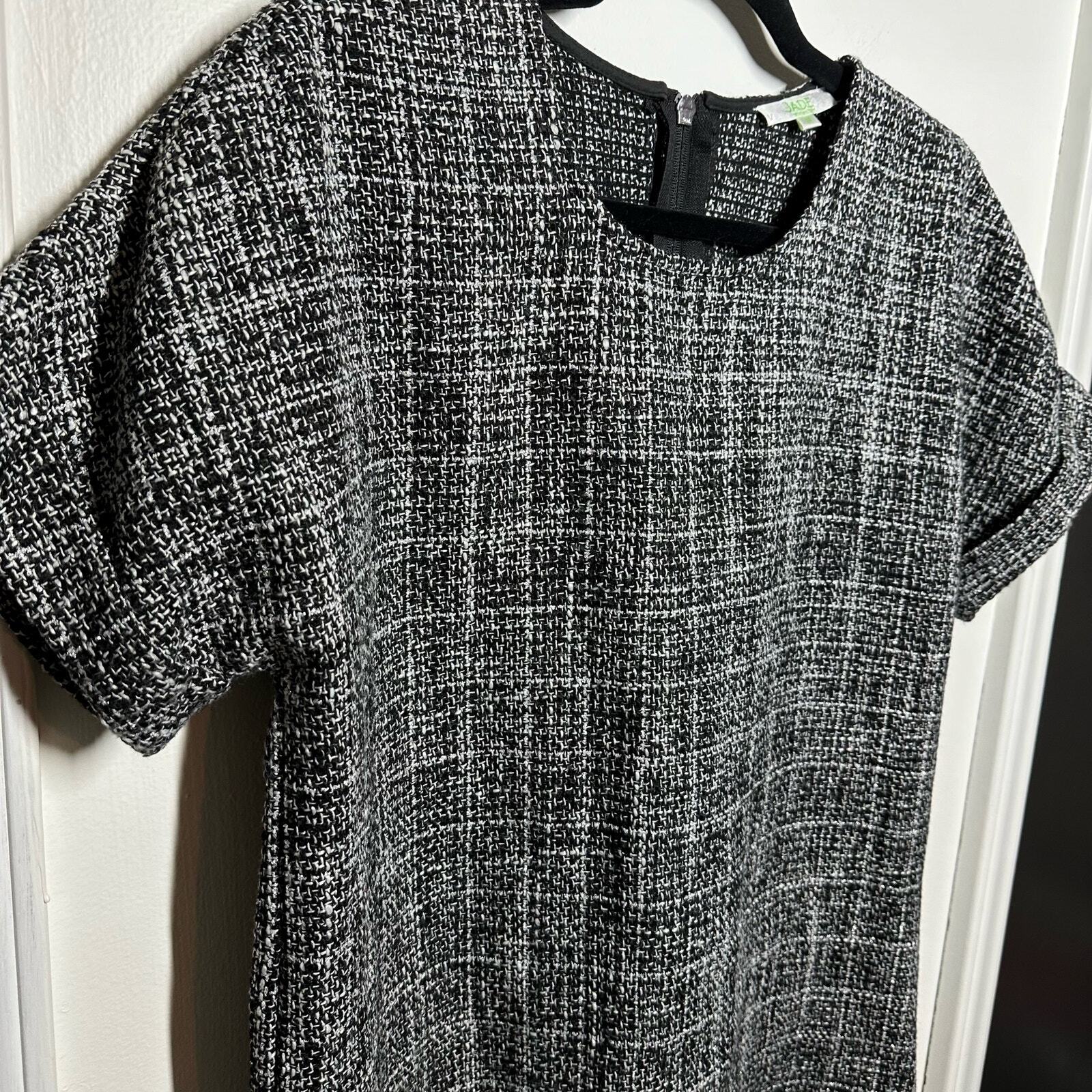 Jade Melody Tam Gray Tweed Fringe Top Size Medium