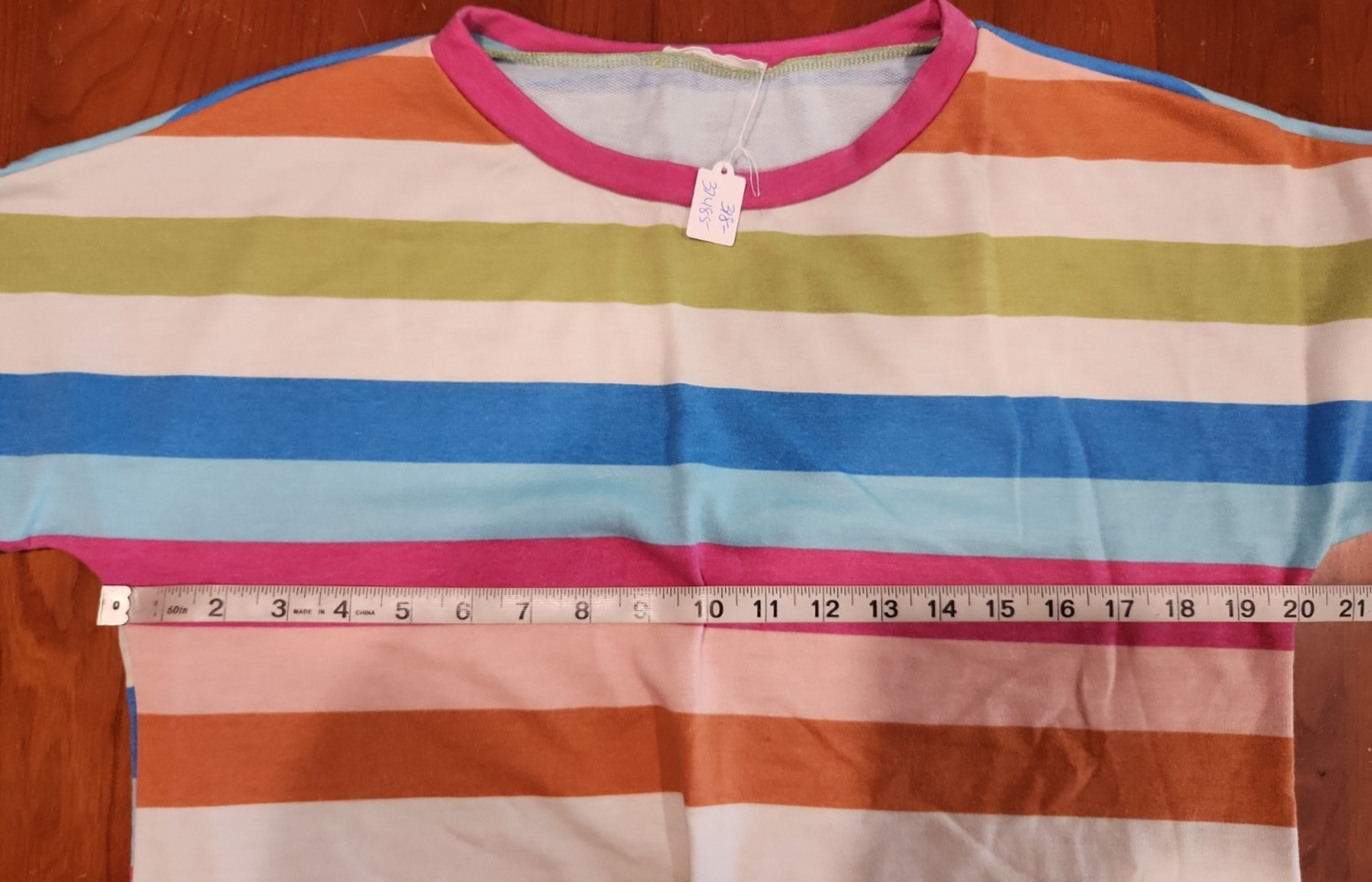 Bombom Multi-Color Striped Shirt Womens Size M Chest 40 Short Sleeve 318-37485