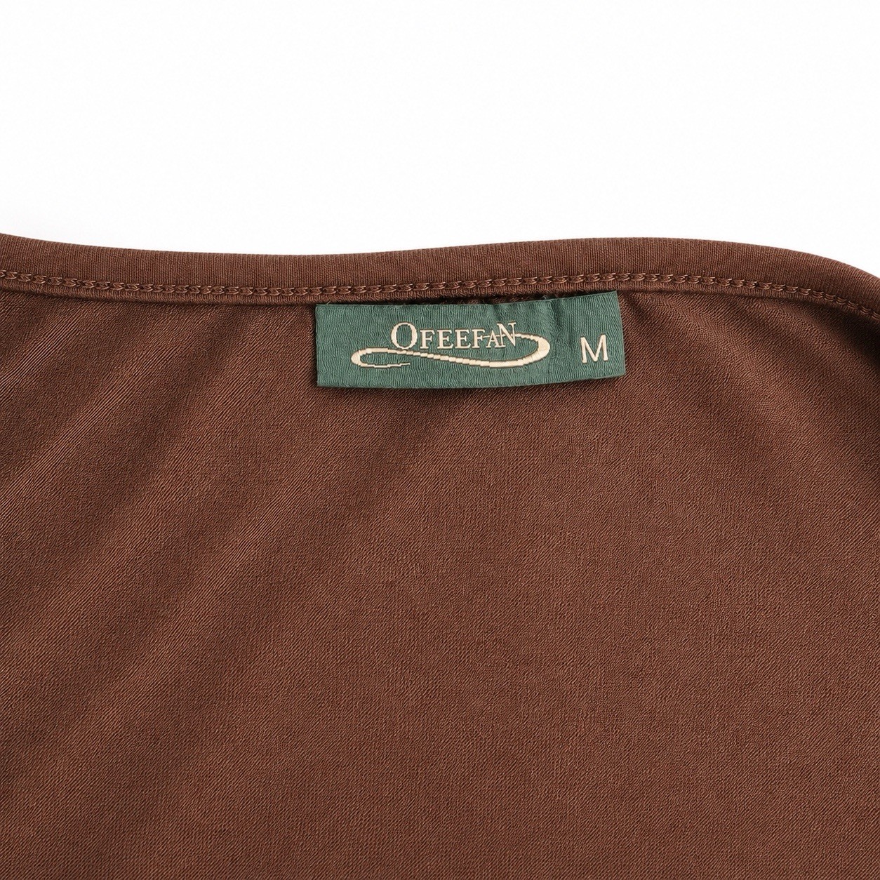 OFEEFAN Women’s Medium Light Chocolate Brown Babydoll Tunic Top 3/4 Sleeve Soft