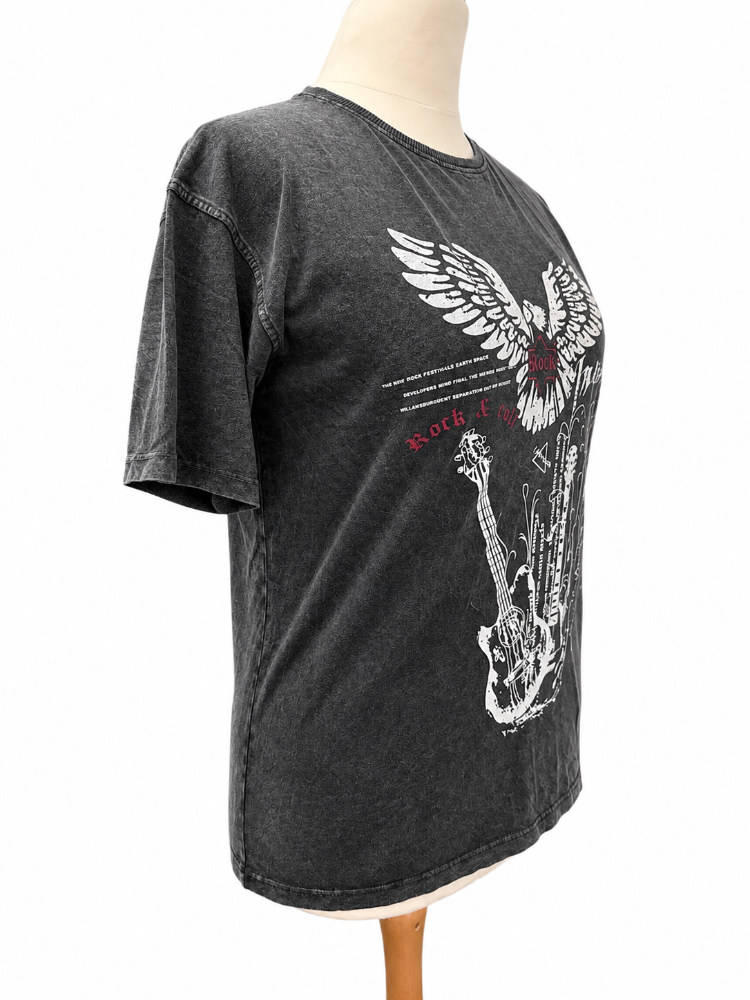 Women’s Vintage Wash Rock Graphic T-Shirt | Eagle Print Casual Cotton Tee