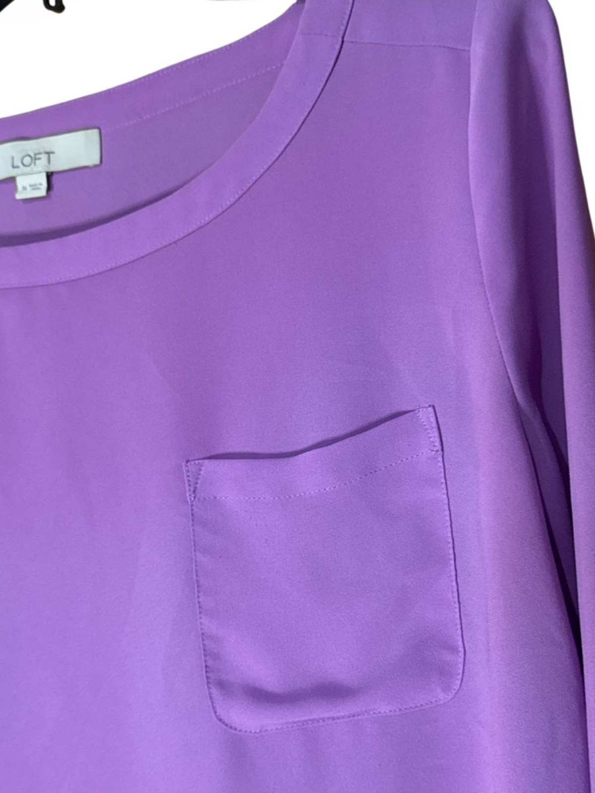 LOFT Lavender Purple Roll-Tab Convertible Long Sleeve Pocket Blouse – Size M