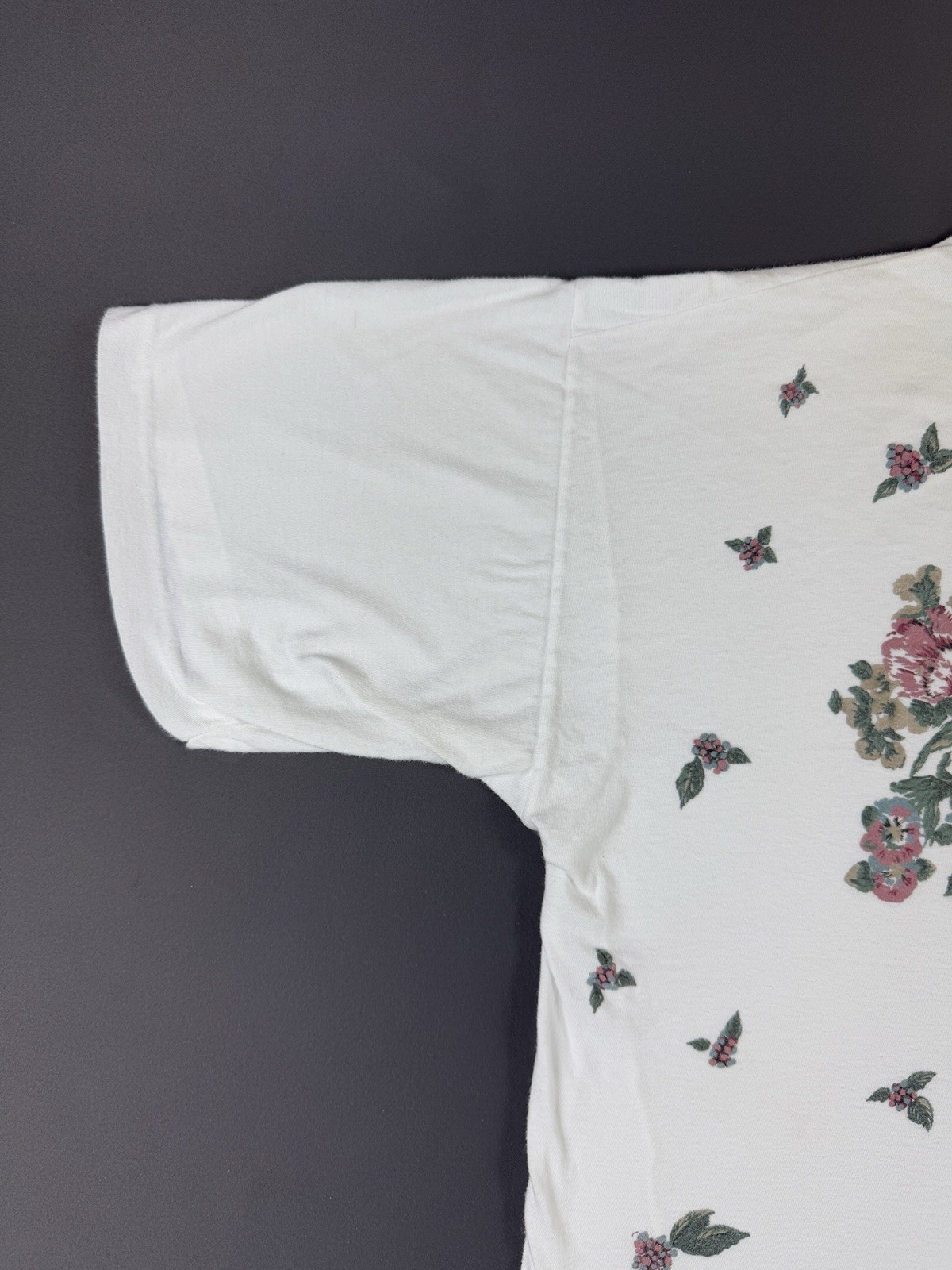 Vintage 90s Flower Roses Art AOP White Shirt Womens Large USA Made Rare