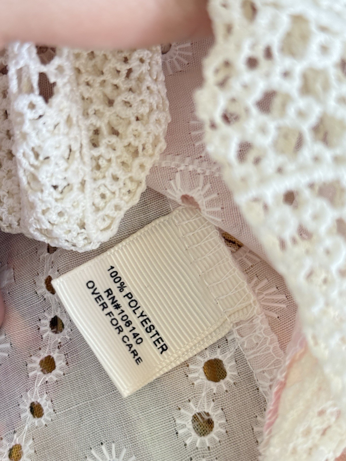 Ultra Pink Lace Eyelet Blouse L Top Sheer Floral Cottagecore Soft Girl Twee Chic