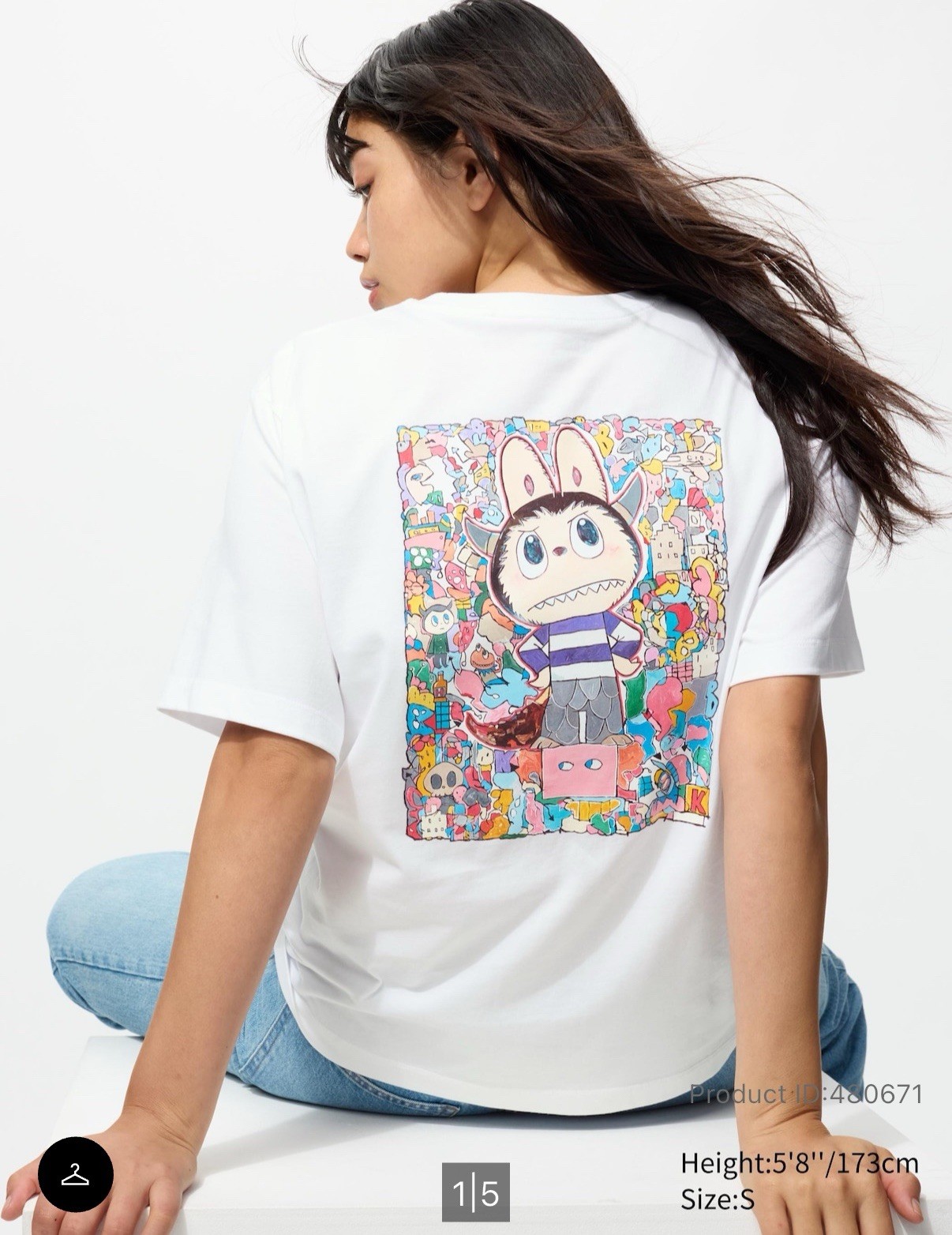 Uniqlo UT POP MART Labubu Monsters League White Graphic T-Shirt Women Size XS