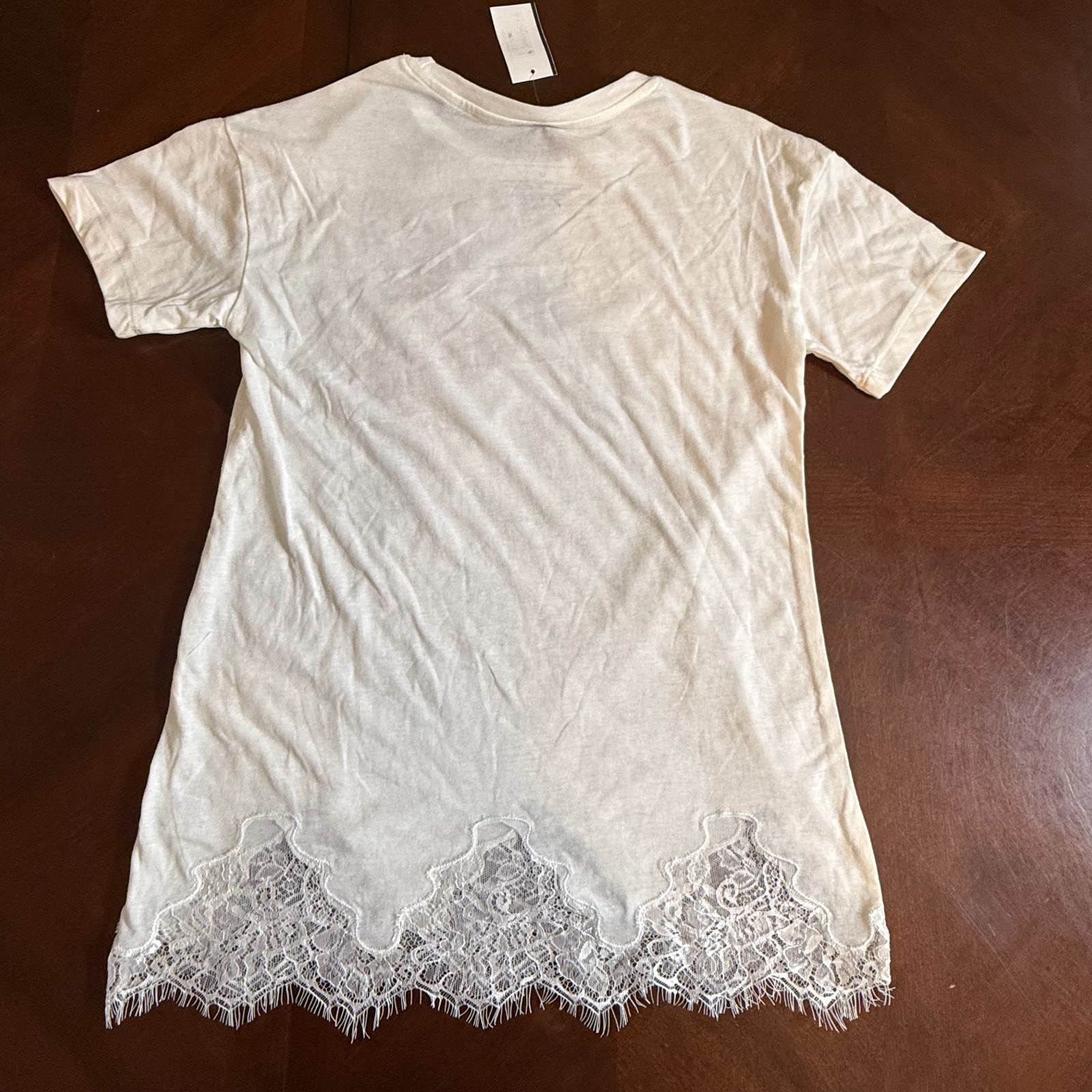 AC/DC For Those About To Rock Lace Trim T-Shirt M White Graphic Band Tee NWT