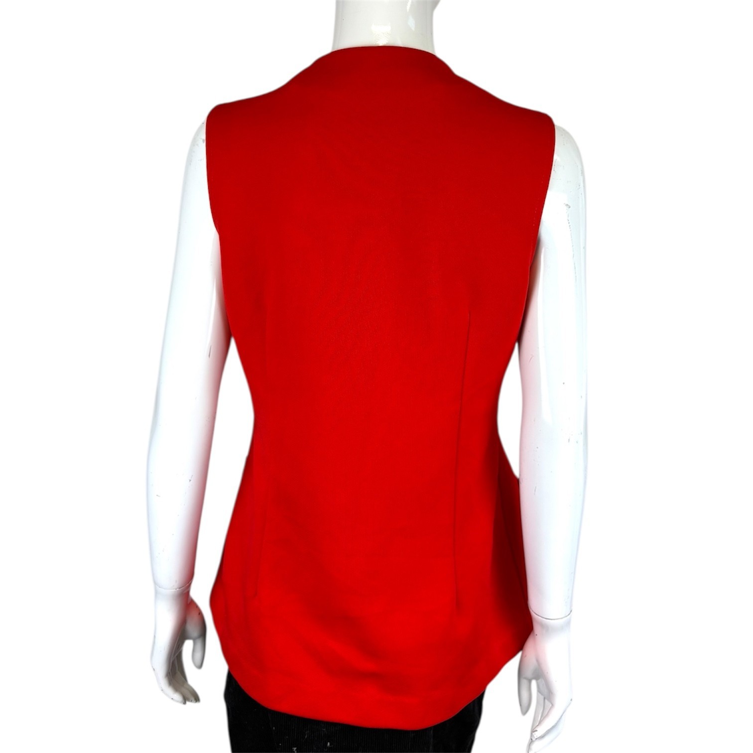 Vintage 60’s 70’s Red Sleeveless Top 10 12 Tunic Mod Retro True White Trim