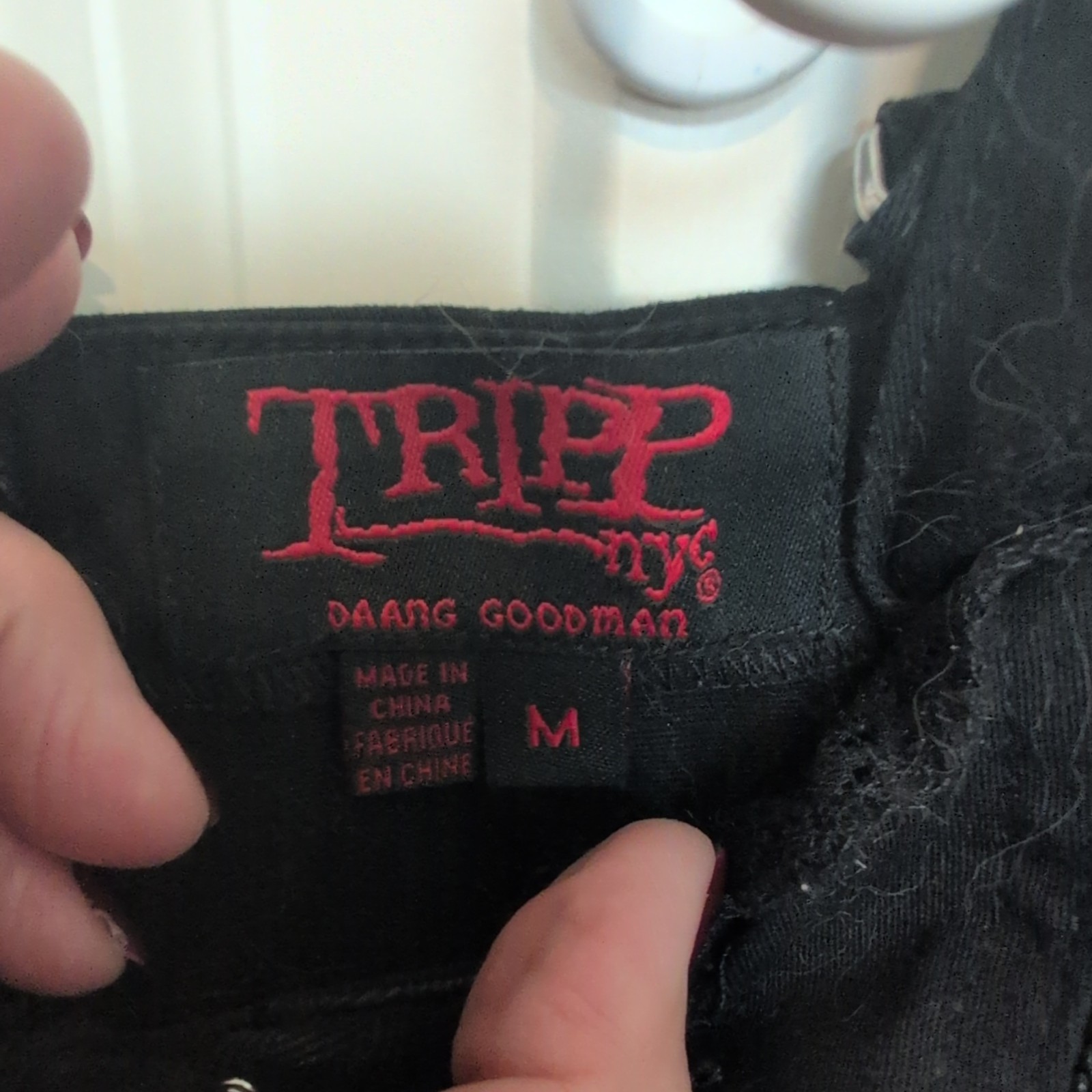 Vintage Tripp NYC Black Corset Top M Grunge Y2K Emo Lace ruffle cap sleeves